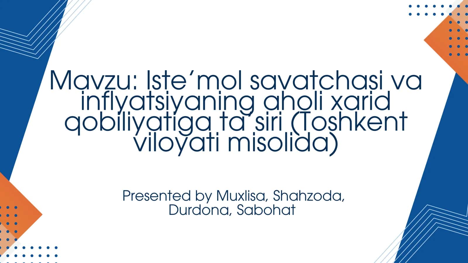 Iste’mol savatchasi va inflyatsiyaning aholi xarid qobiliyatiga ta’siri (Toshkent viloyati misolida) 1