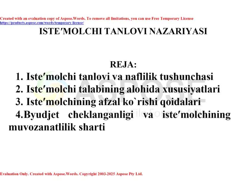 Iste′molchi tanlovi nazariyasi (taqdimot) 1