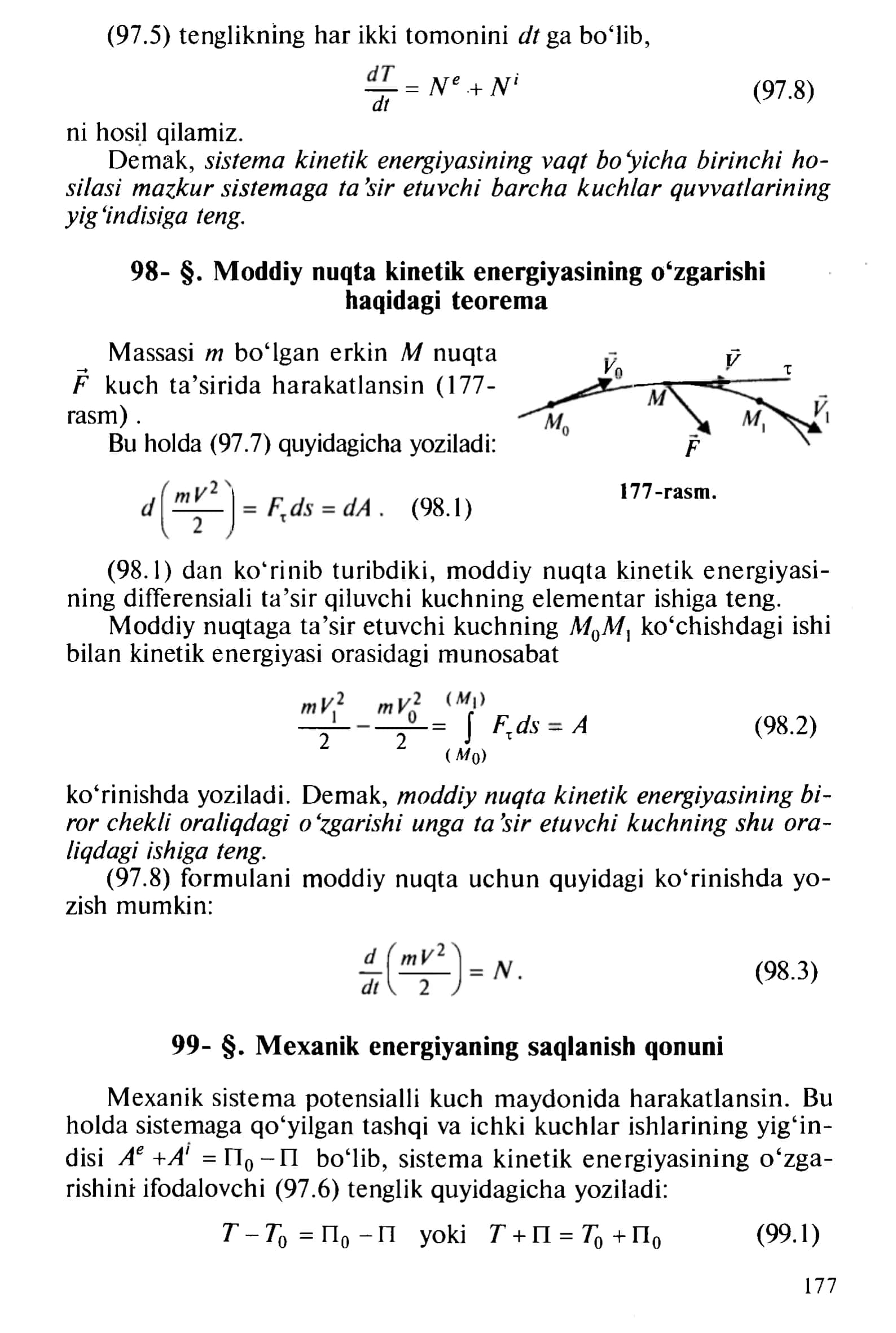Moddiy nuqta kinetik energiyasining o‘zgarishi haqidagi teorema 1