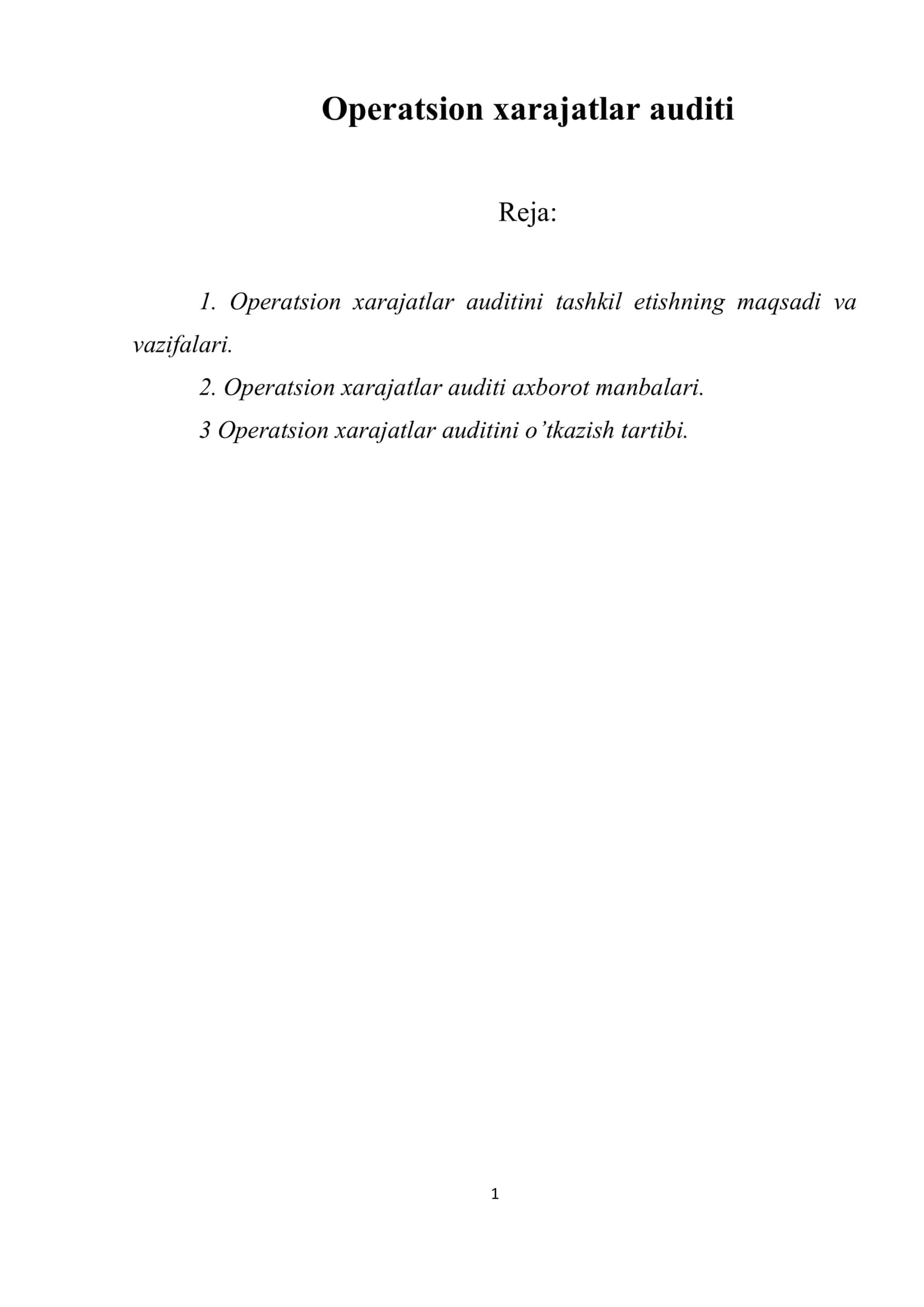 Operatsion xarajatlar auditi 1