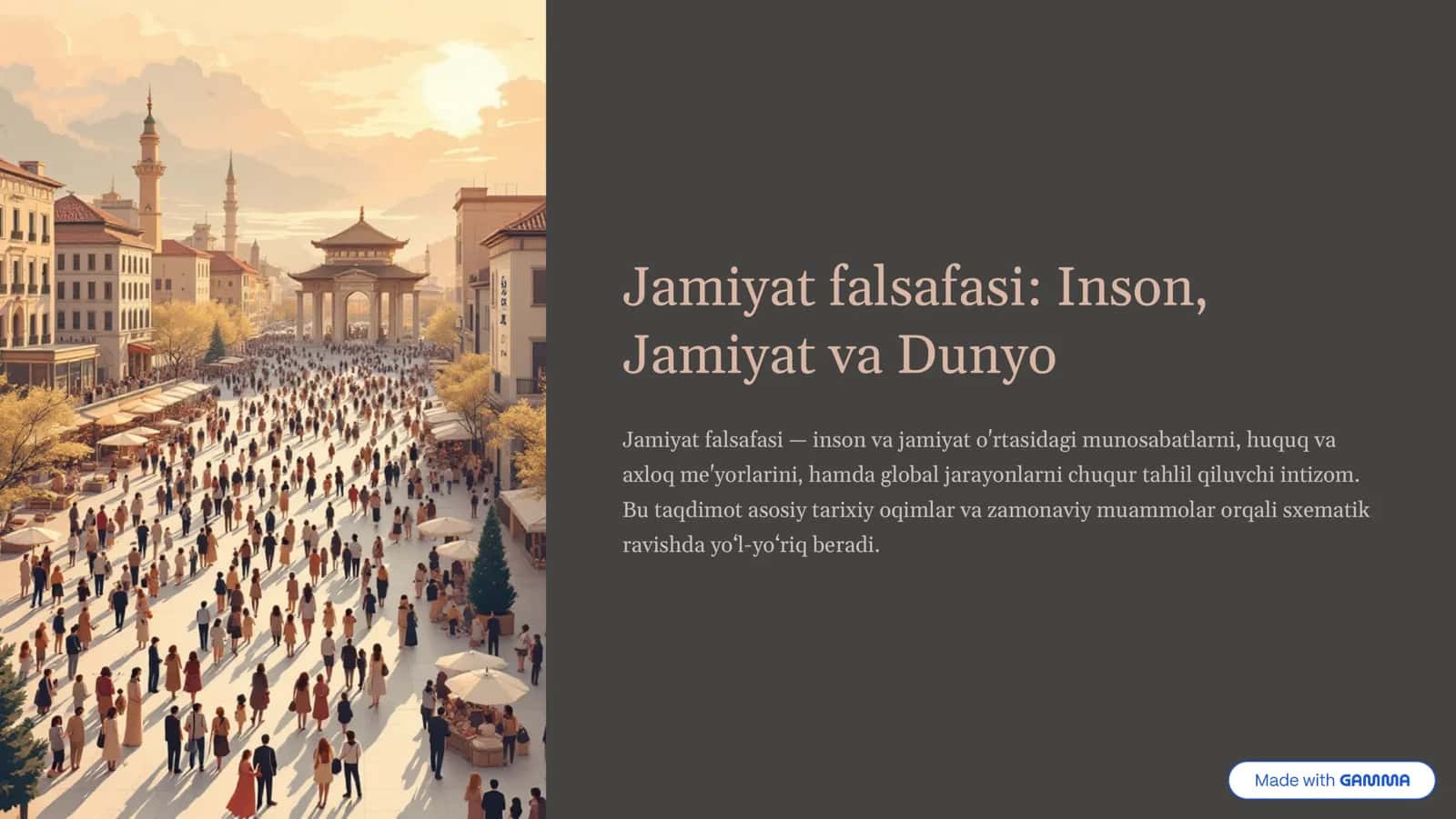 Jamiyat falsafasi: Inson, Jamiyat va Dunyo 1