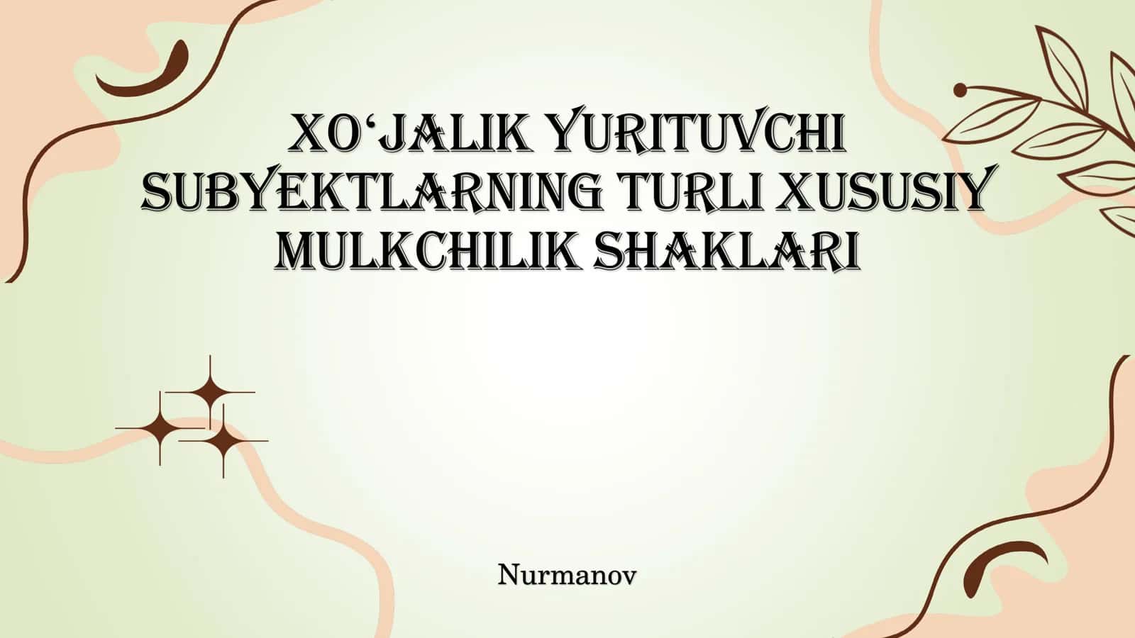 Xo'jalik yurituvchi subyektlarning turli xususiy mulkchilik shaklari 1