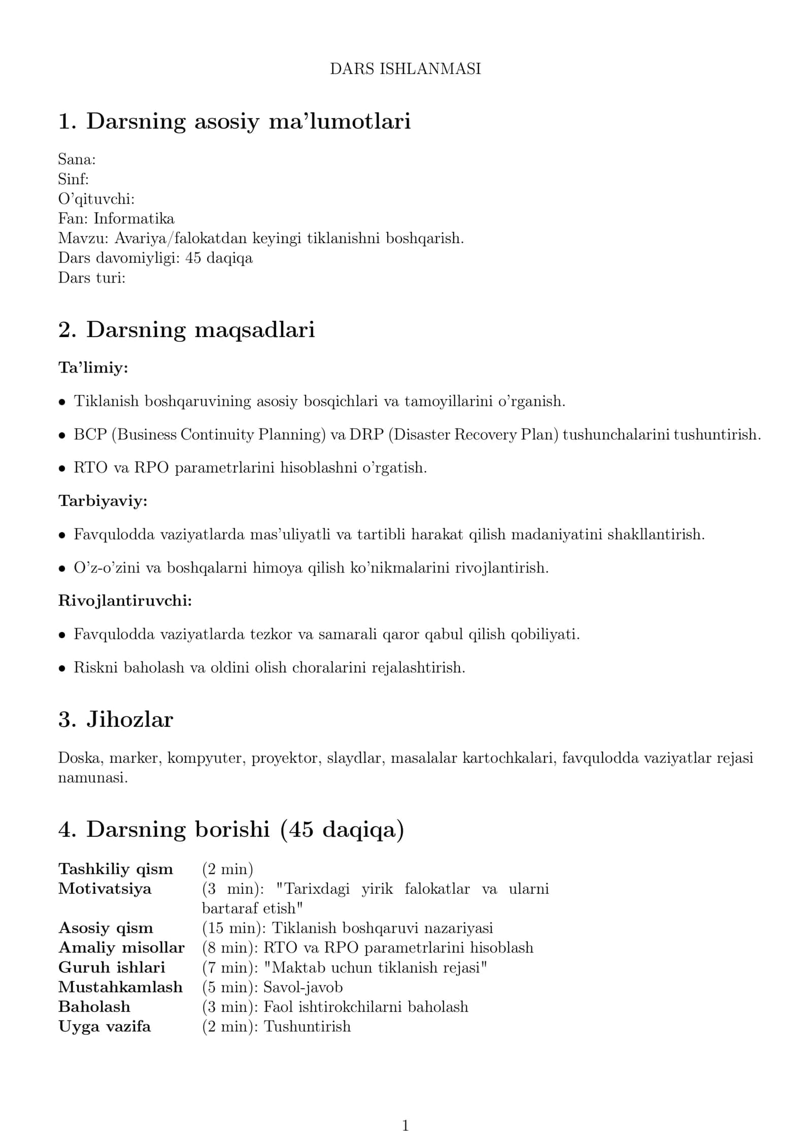 Avariya/falokatdan keyingi tiklanishni boshqarish 1
