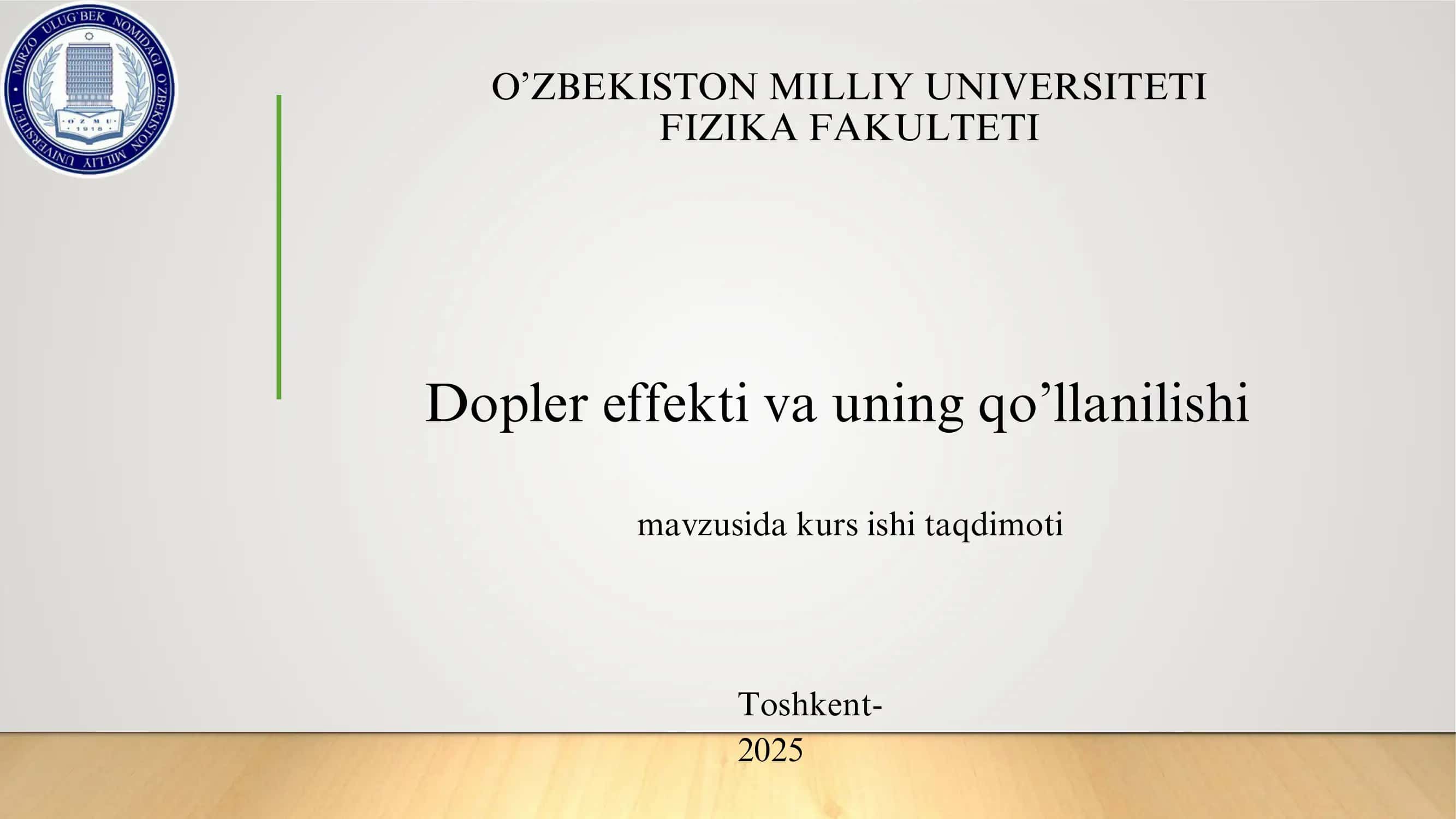 Dopler effekti va uning qo’llanilishi 1