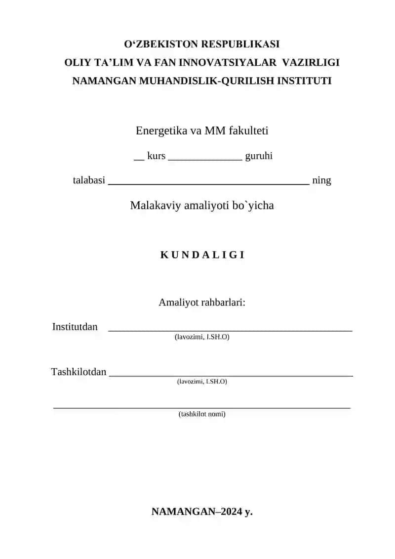 Kundalik Yuritish Uchun Ko'rsatma va Qoidalar 1