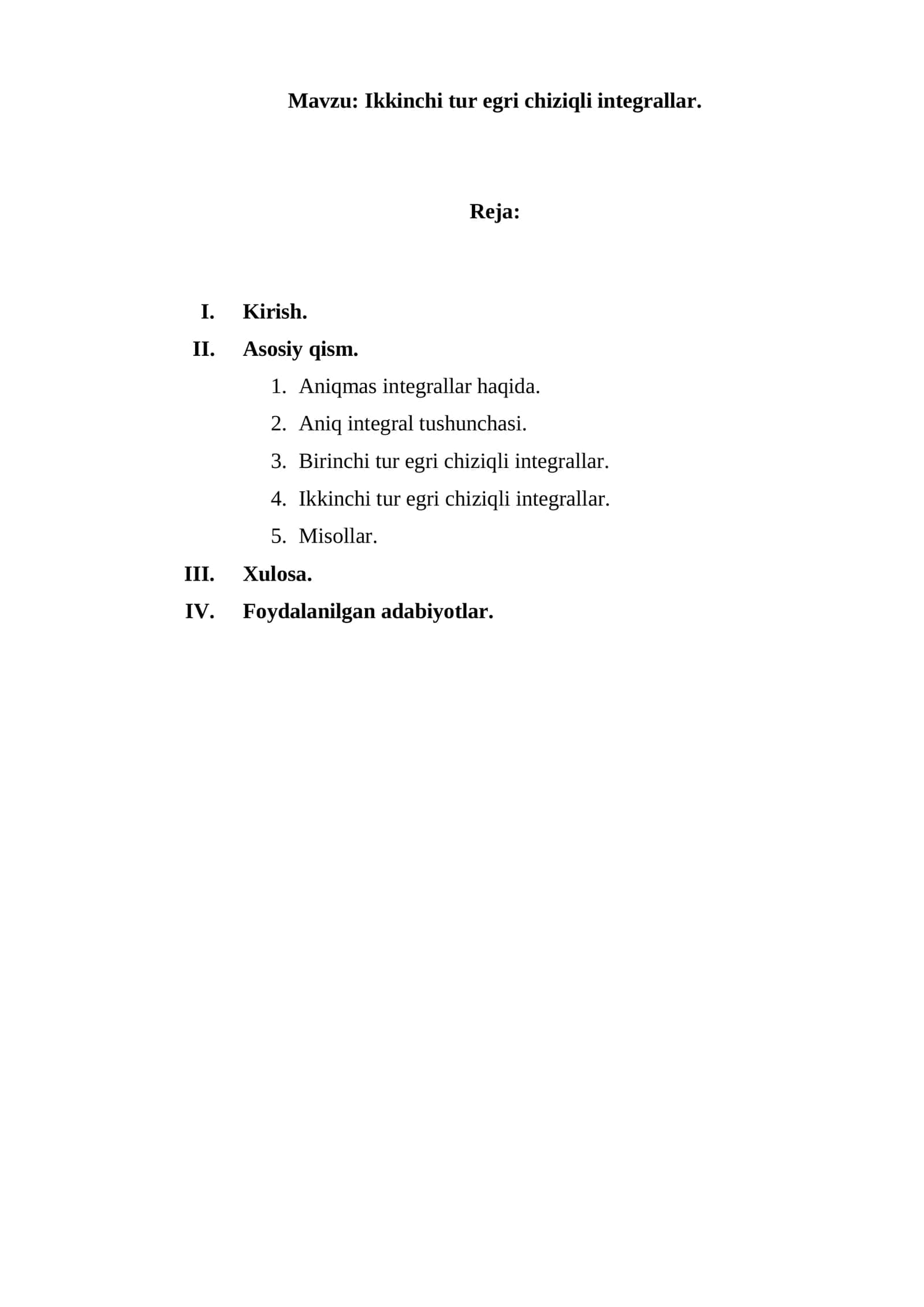 Ikkinchi tur egri chiziqli integrallar 1