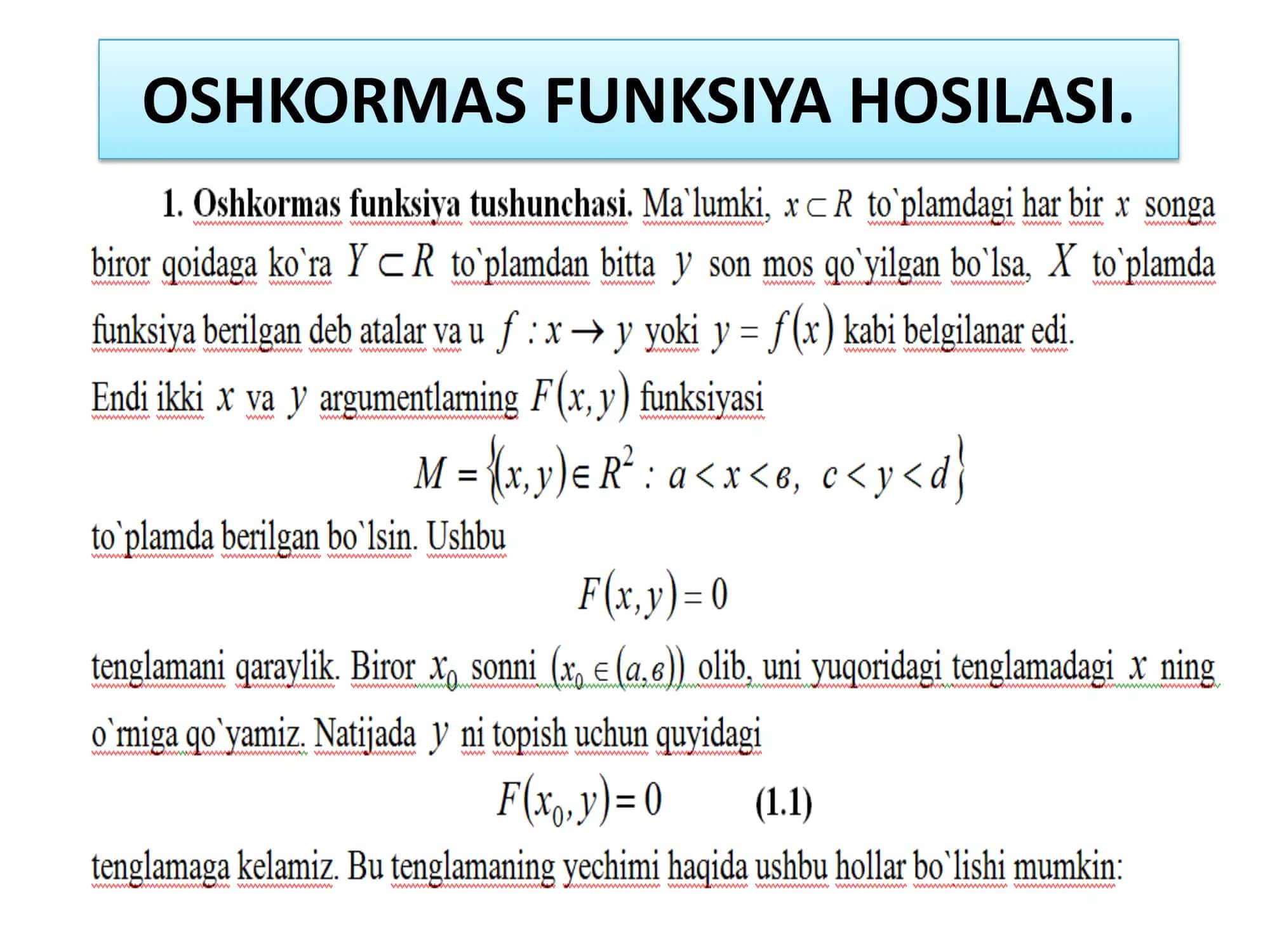 oshkormas funksiya hosilasi. 1