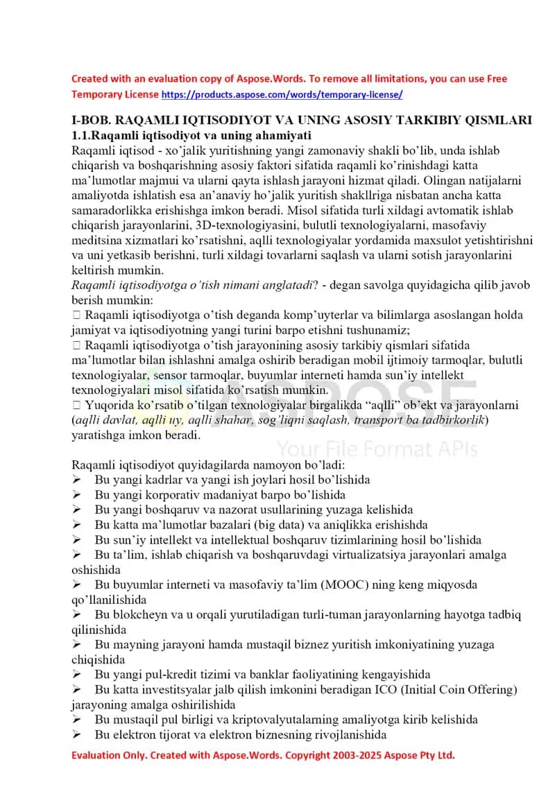Raqamli iqtisodiyot va uning asosiy tarkibiy qismlari 1