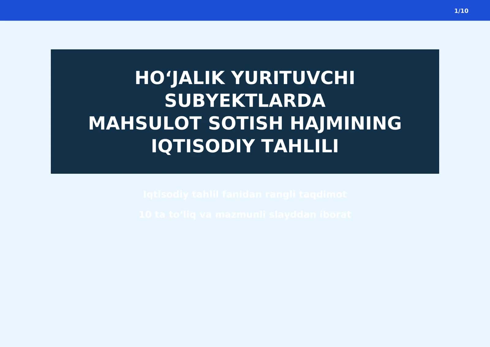 HO‘JALIK YURITUVCHI 1