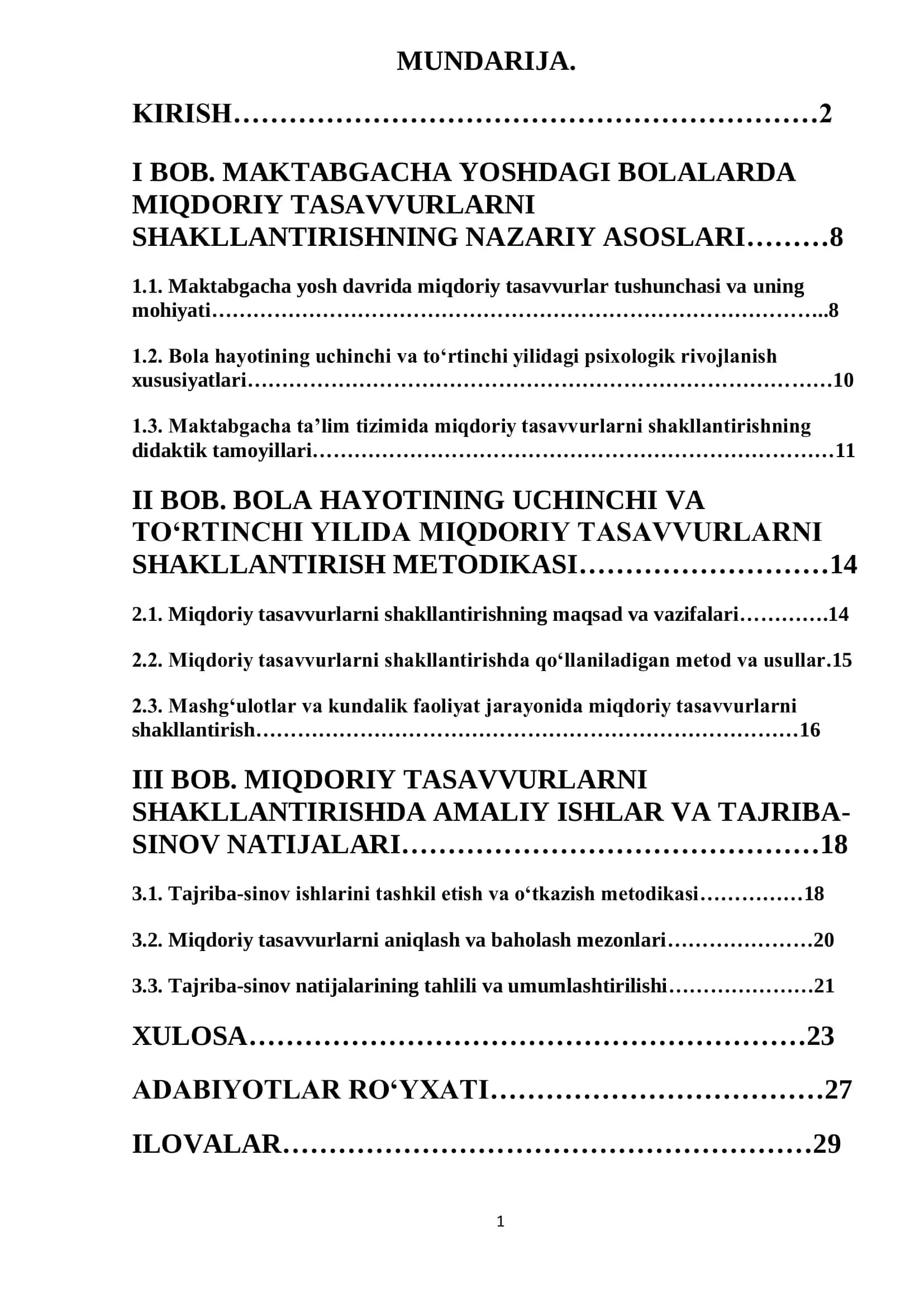 MIQDORIY TASAVVURLARNI SHAKLLANTIRISHDA AMALIY ISHLAR VA TAJRIBA-SINOV NATIJALARI 1