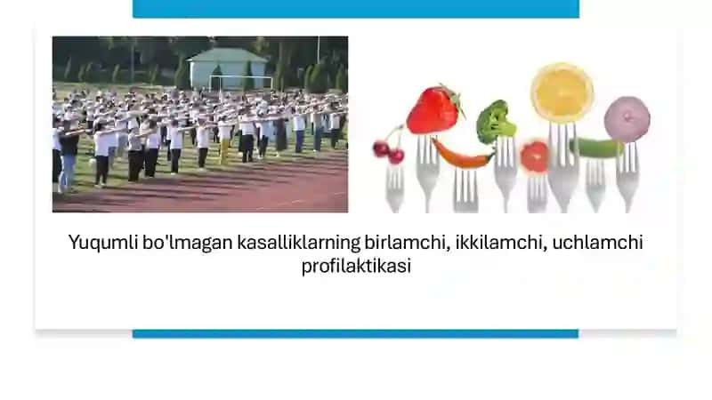 Yuqumli bo'lmagan kasalliklarning birlamchi, ikkilamchi, uchlamchi profilaktikasi​