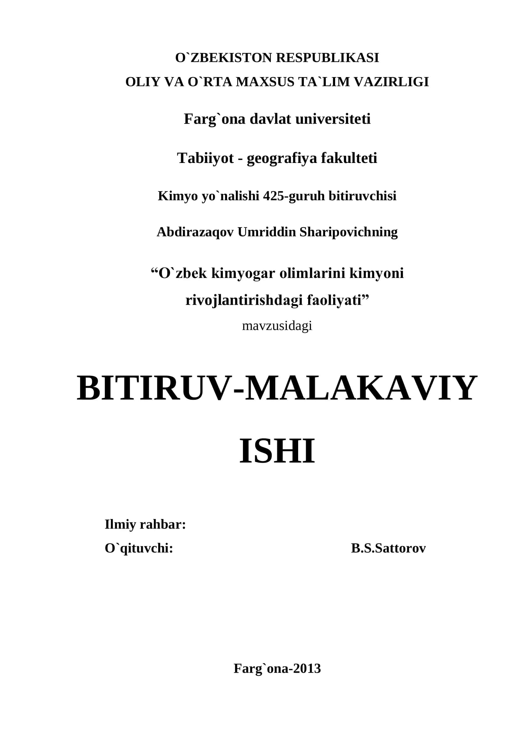 Kimyo fani tarixi va sanoatini rivojlanish bosqichlari 1