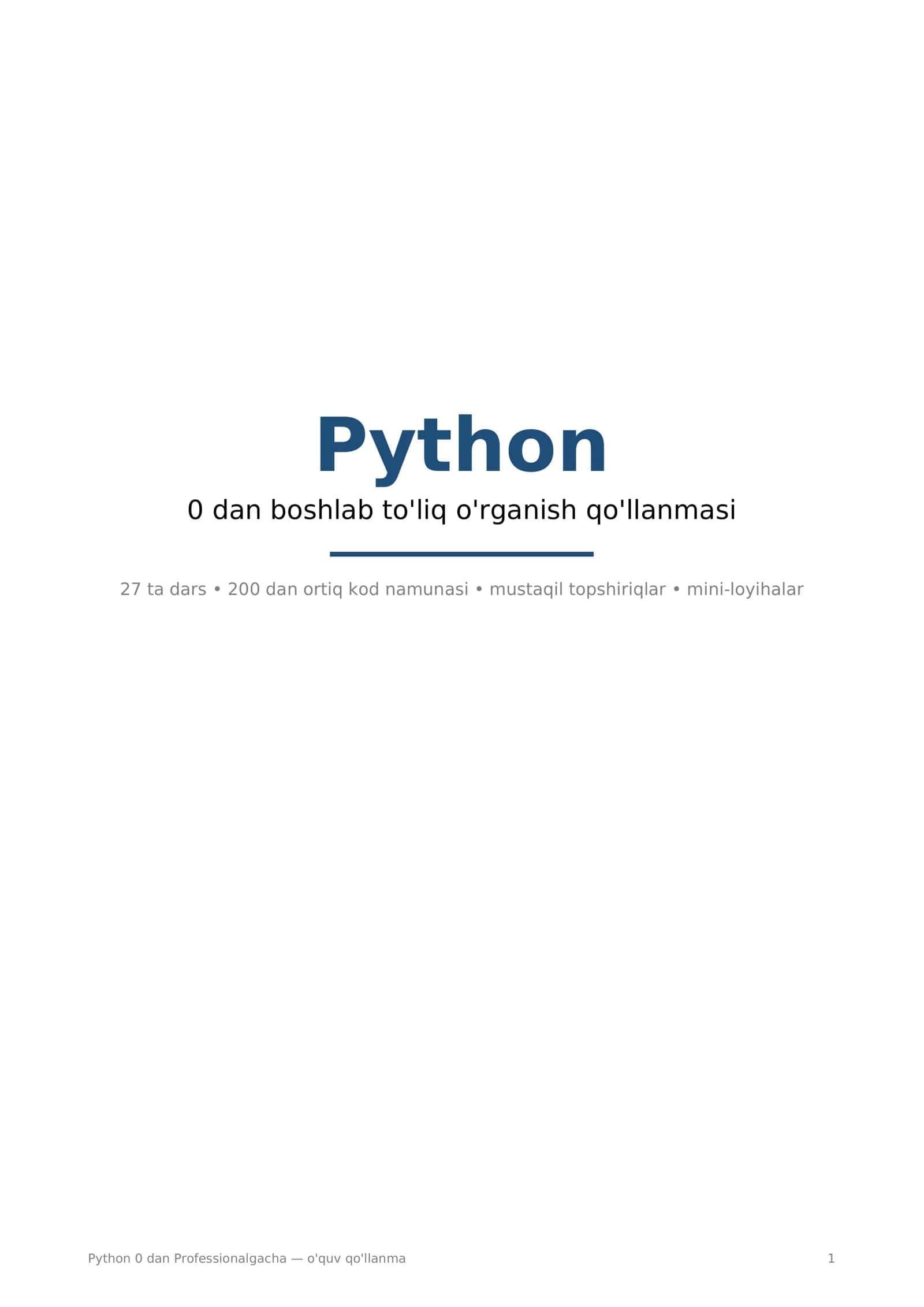 Python 0 dan Professionalgacha — o'quv qo'llanma 1