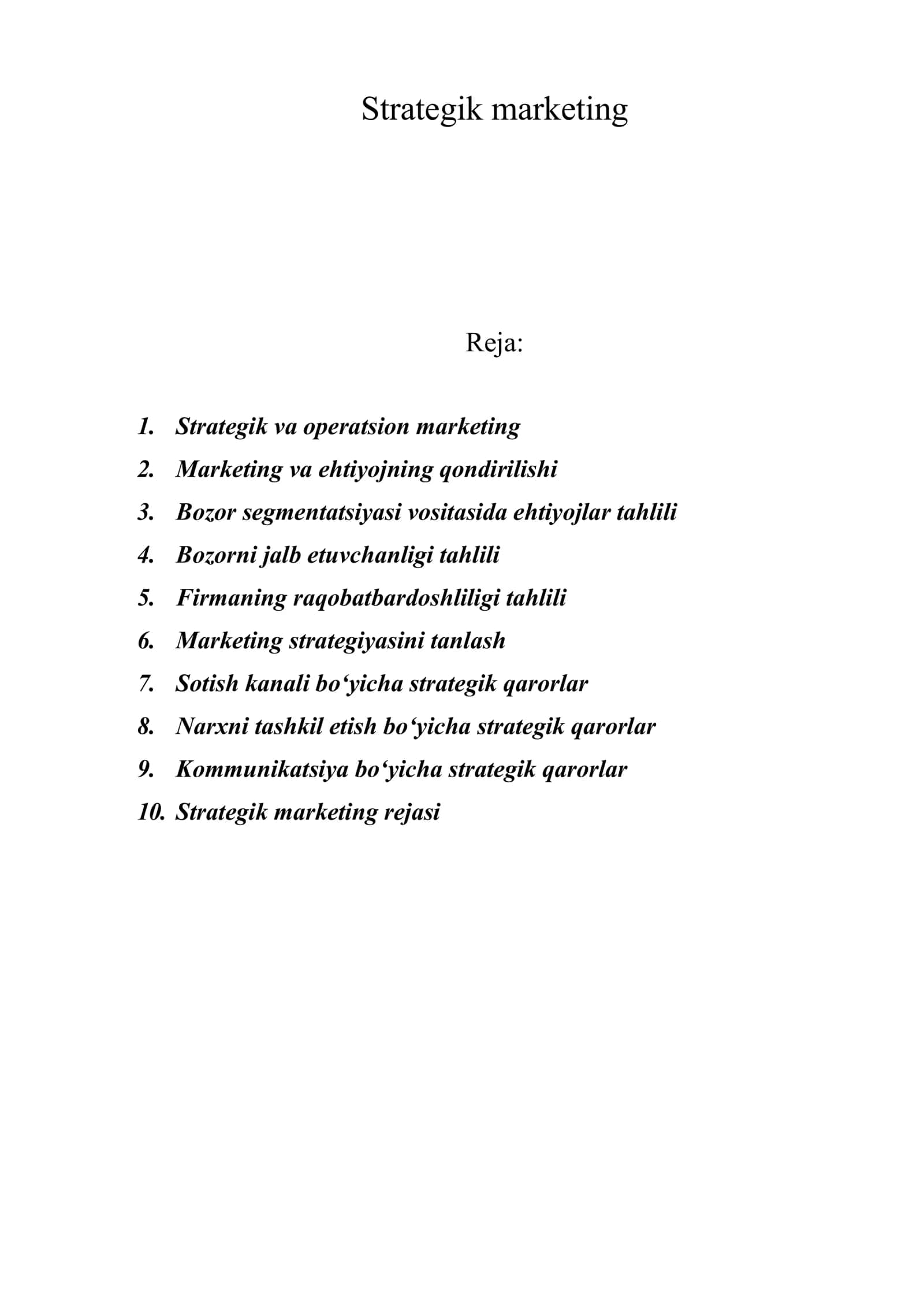 Strategik marketing 1