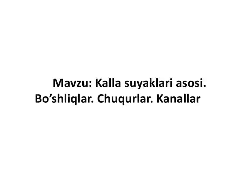 Butun kalla suyagi chuqurlari bo‘shliq va kanallari