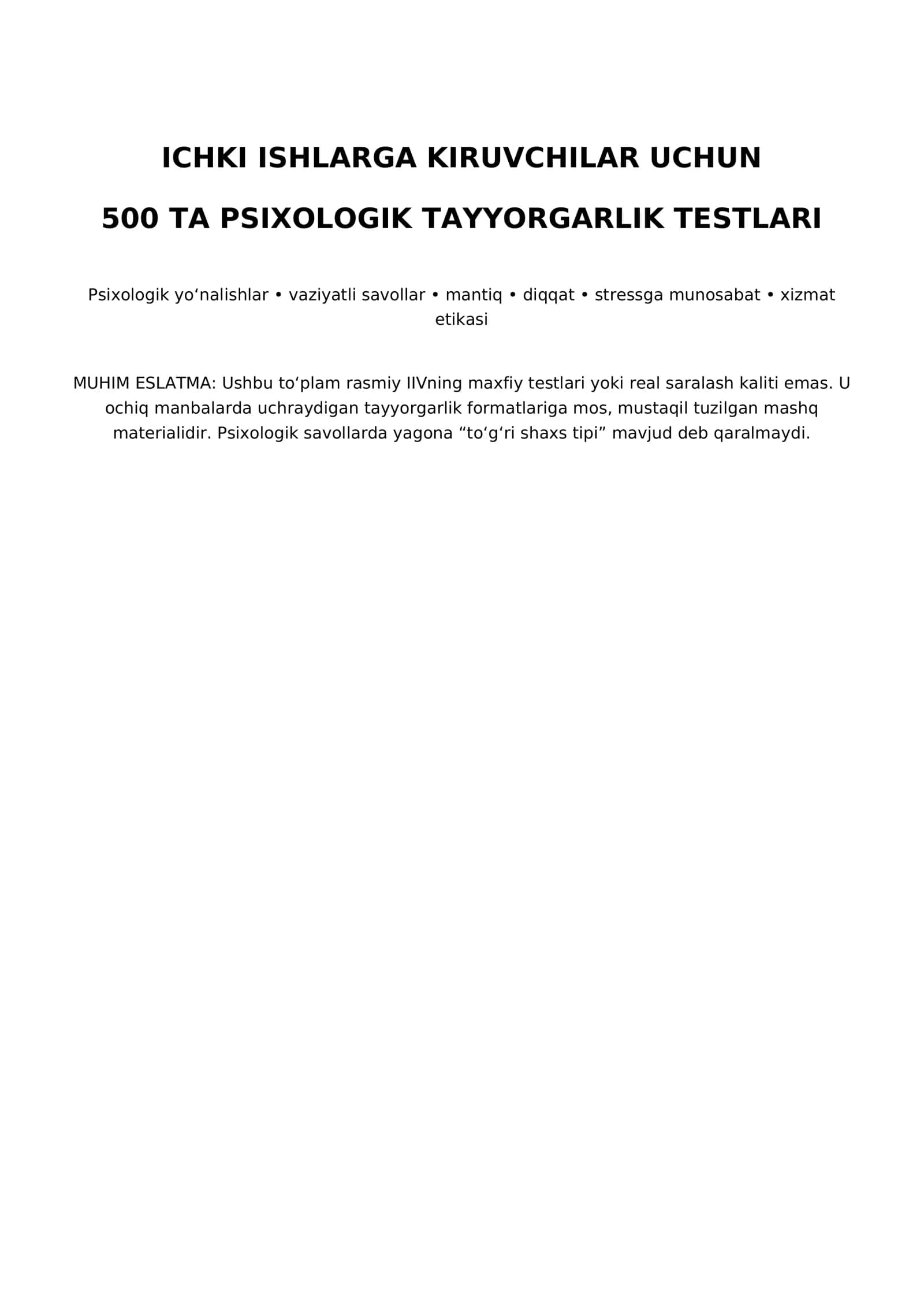 500 TA PSIXOLOGIK TAYYORGARLIK TESTLARI 1