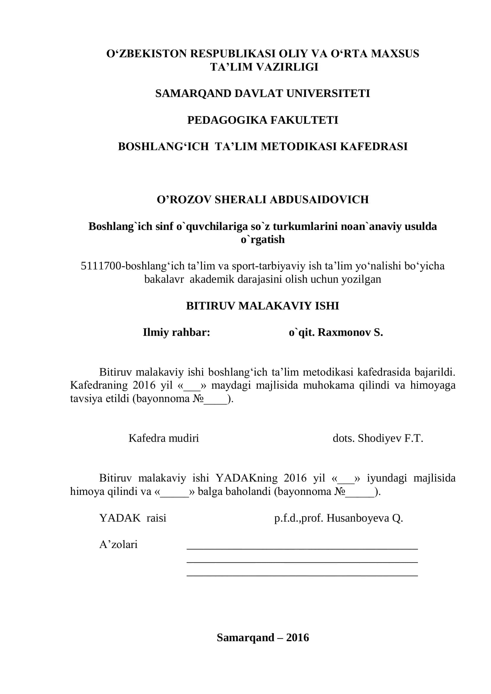 Boshlang‗ich sinf o`quvchilariga so`z turkumlarini noan`anaviy usulda o`rgatish 1
