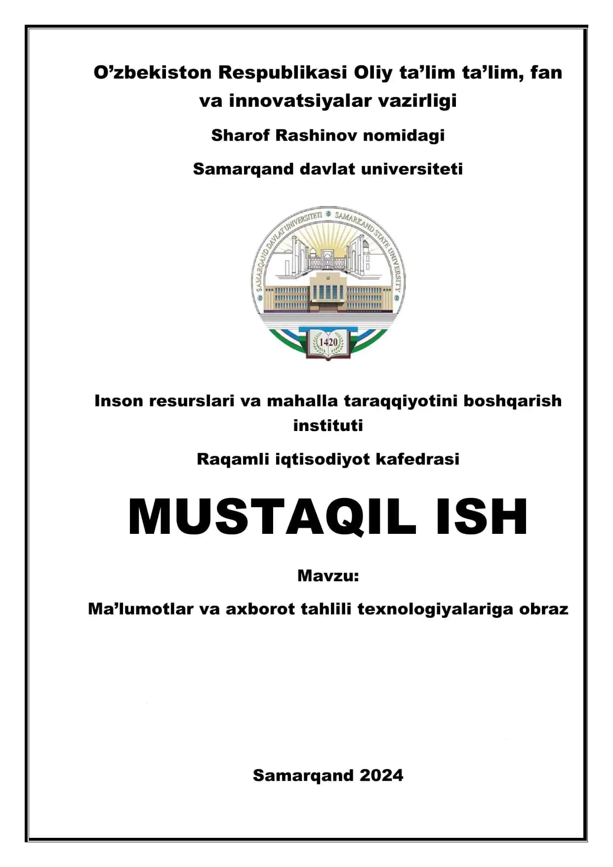 Ma'lumotlar va axborot tahlili texnologiyalariga obraz 1