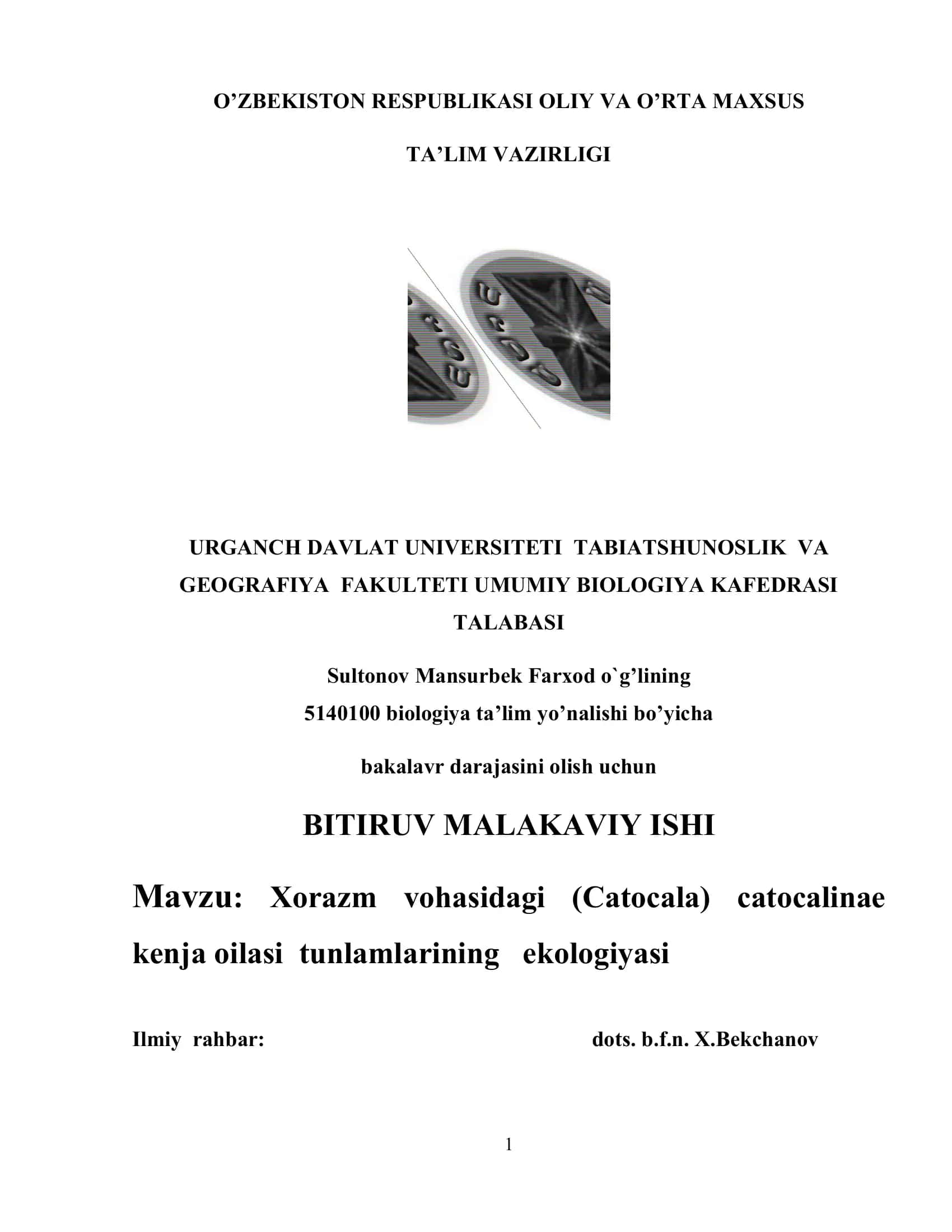 Xorazm vohasidagi (Catocala) catocalinae kenja oilasi tunlamlarining ekologiyasi 1