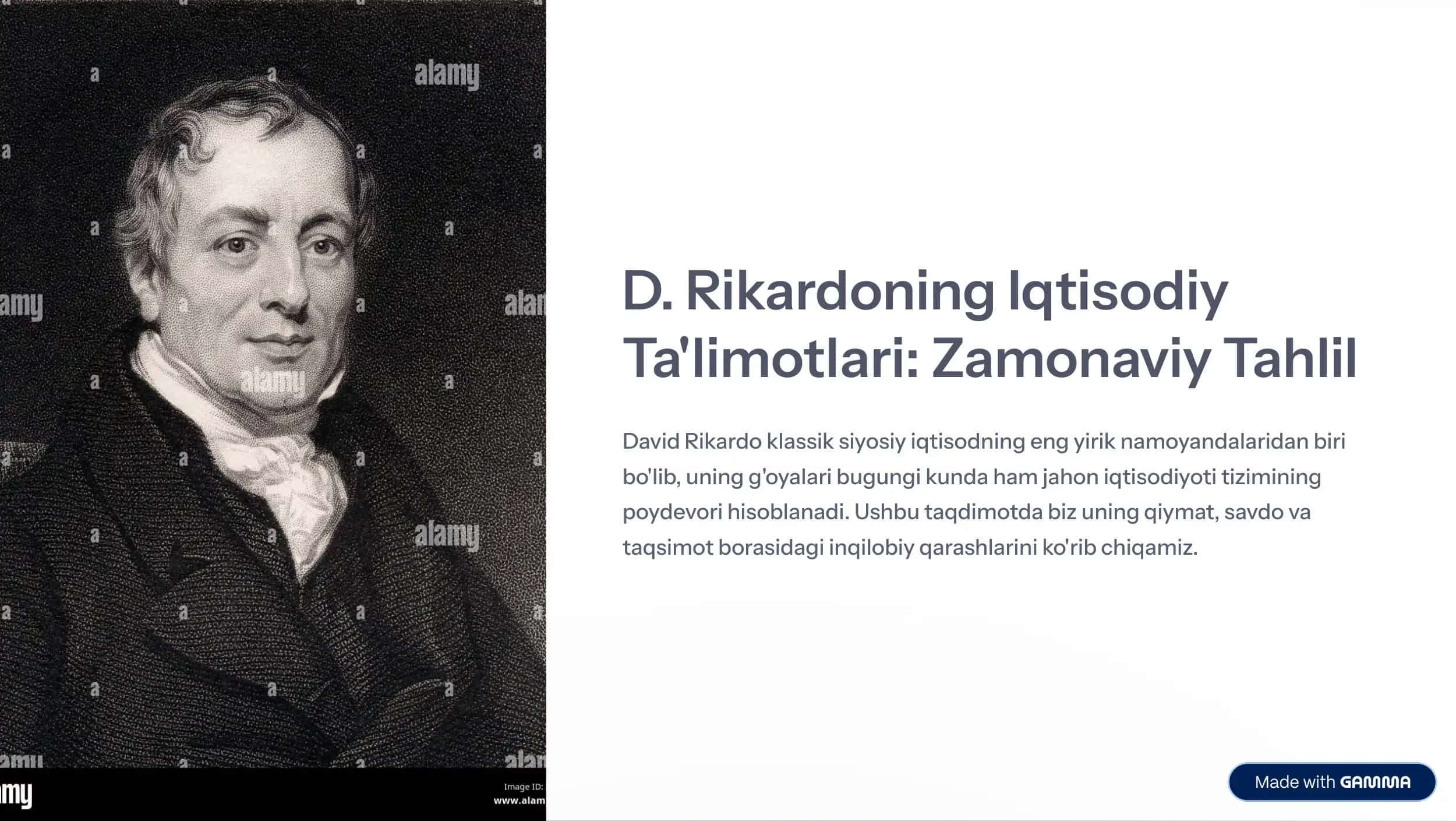 D. Rikardoning Iqtisodiy 1