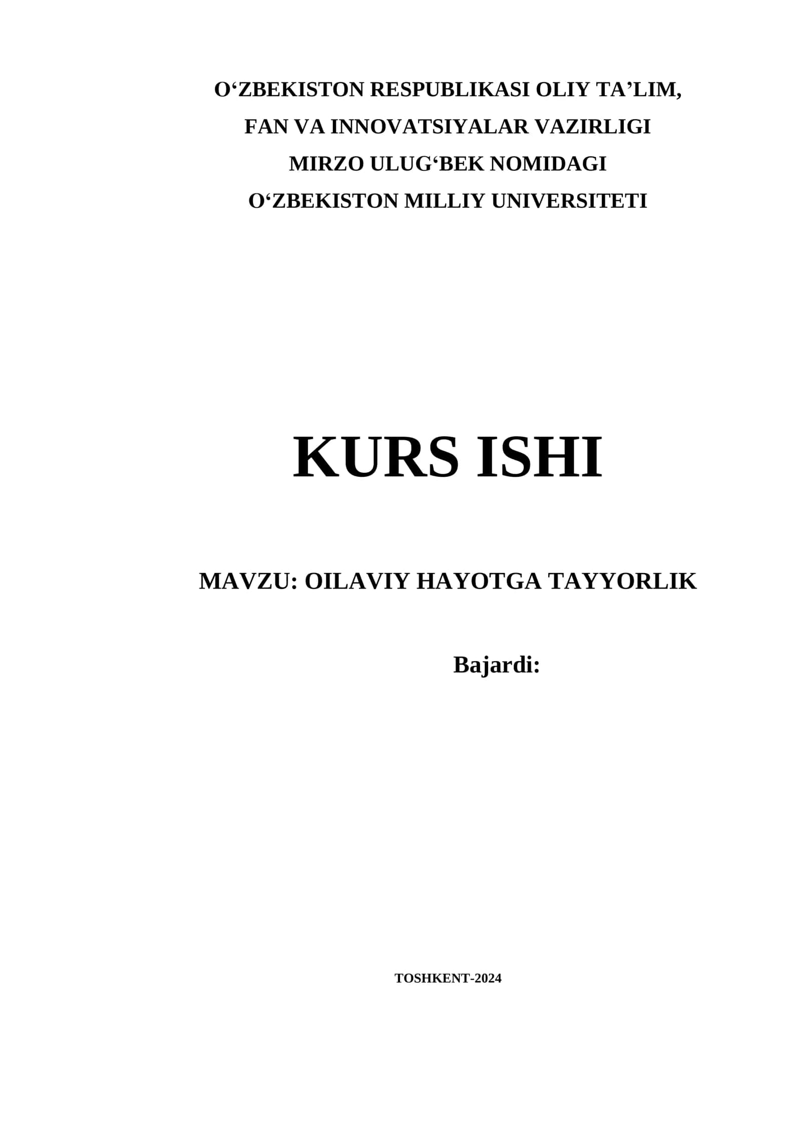 OILAVIY HAYOTGA TAYYORLIK 1