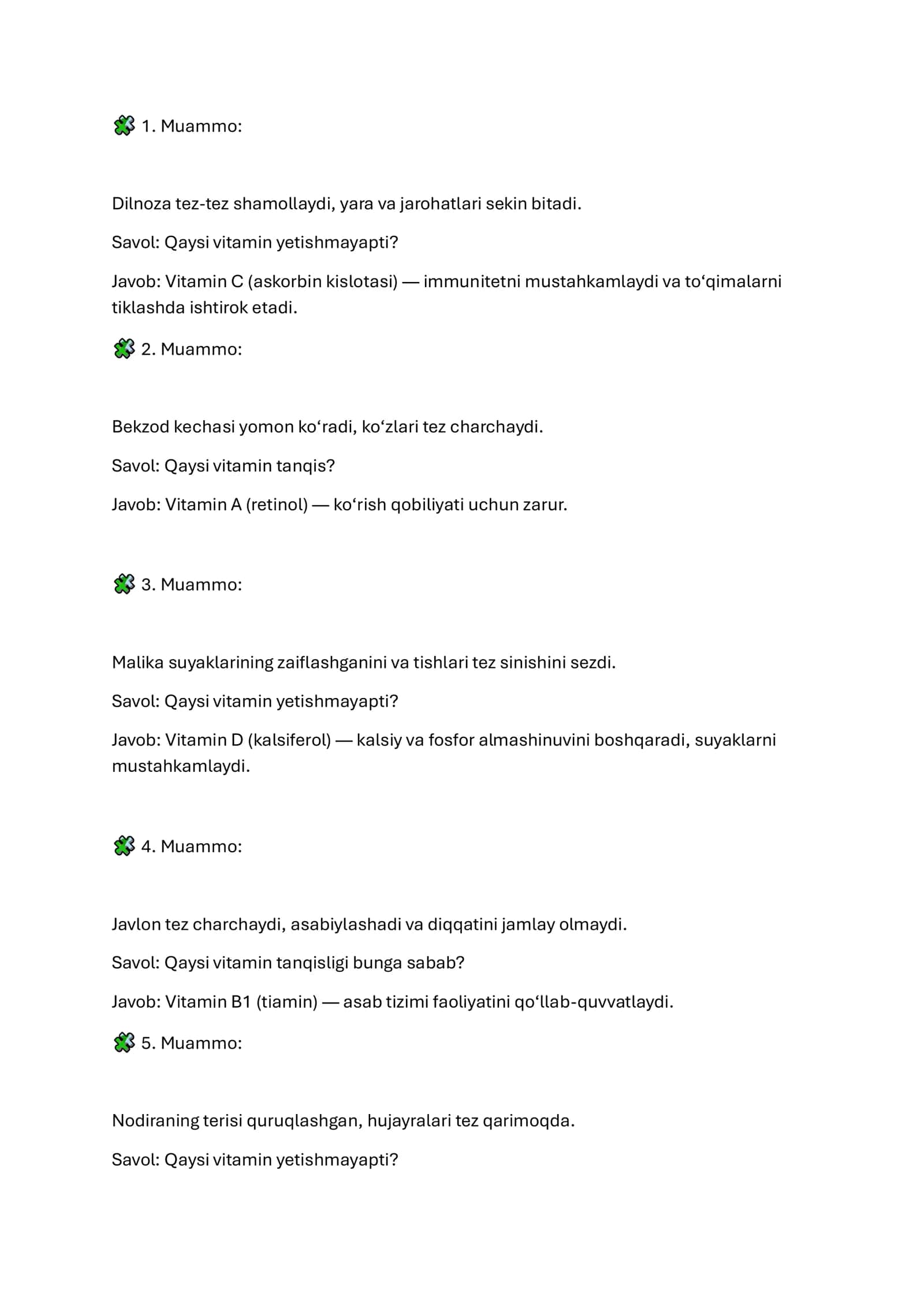 Vitaminlar va ularning inson salomatligidagi o'rni 1