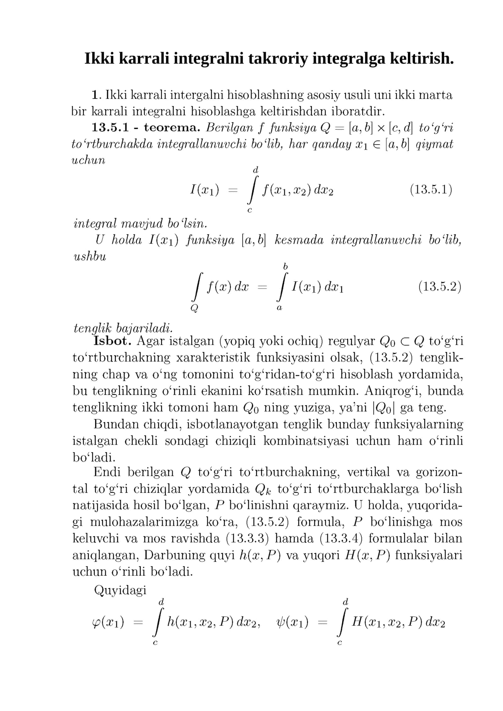 Ikki karrali integralni takroriy integralga keltirish 1