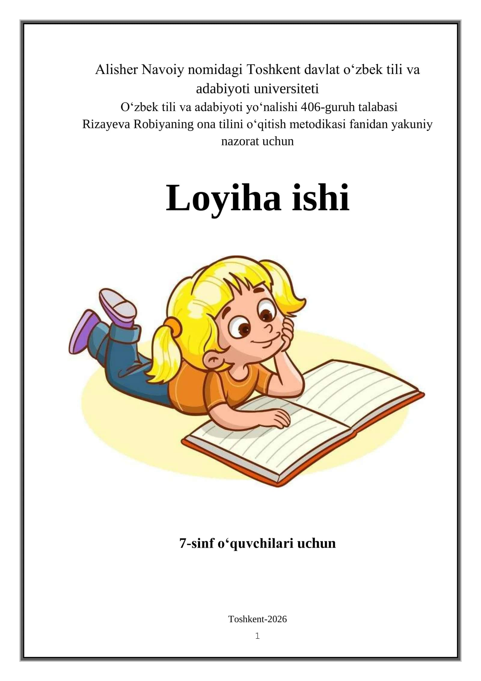 Robiya Rizayeva ona tili oʻqitish metodikasi 1