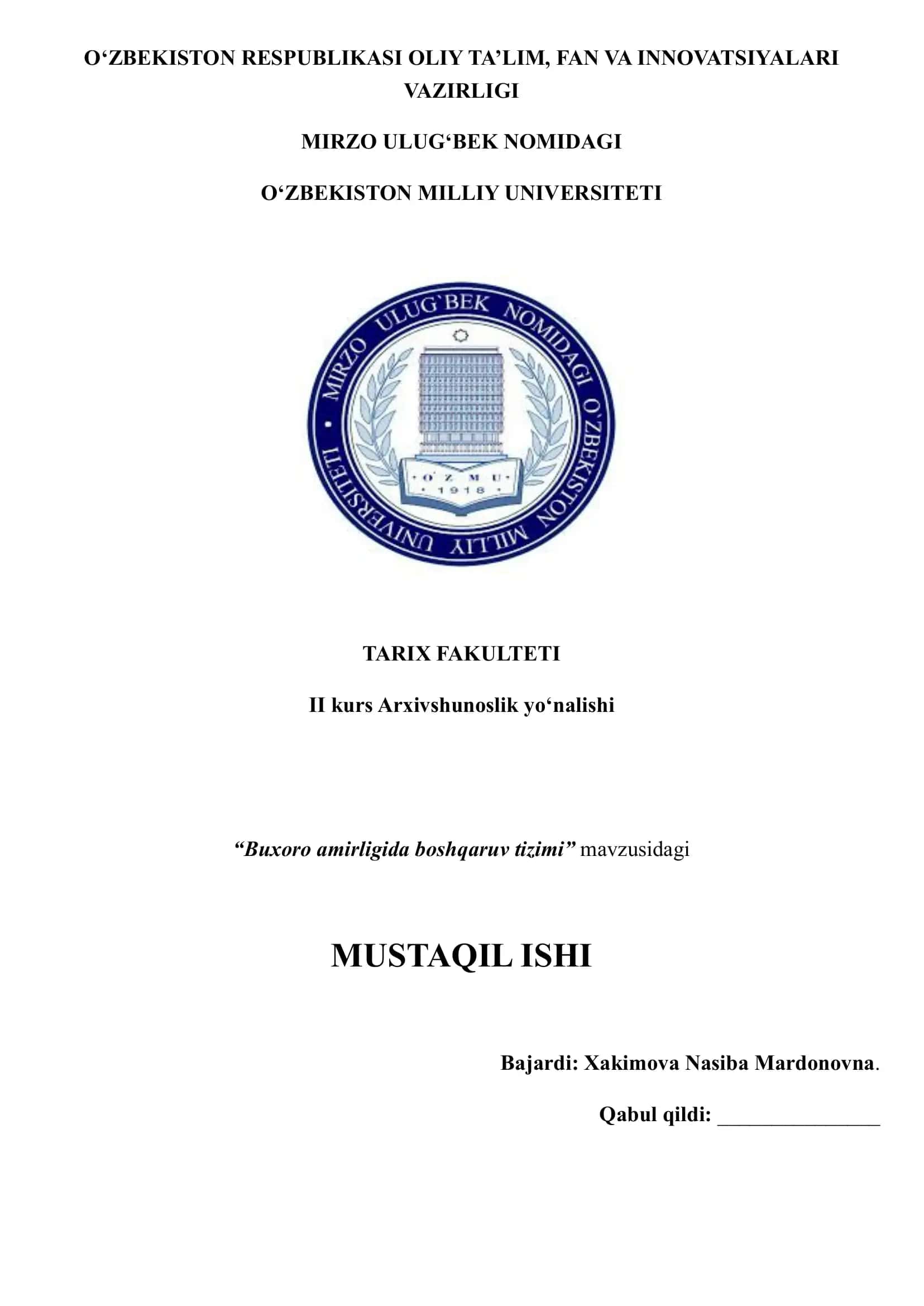 Buxoro amirligida boshqaruv tizimi 1