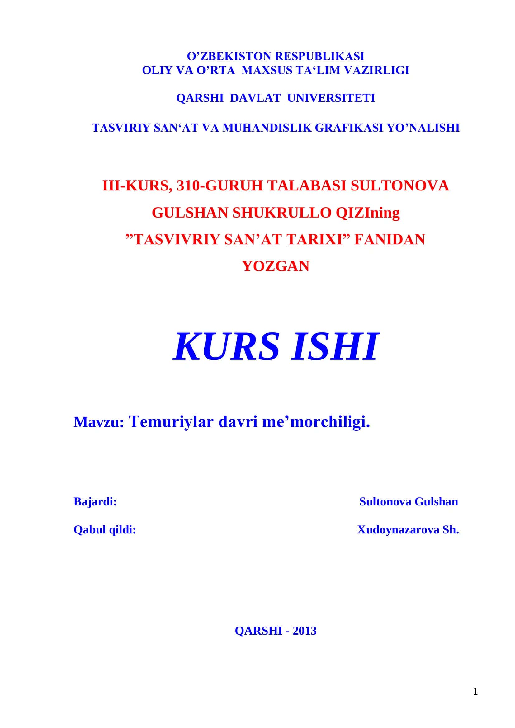 Temuriylar davri me’morchiligi 1