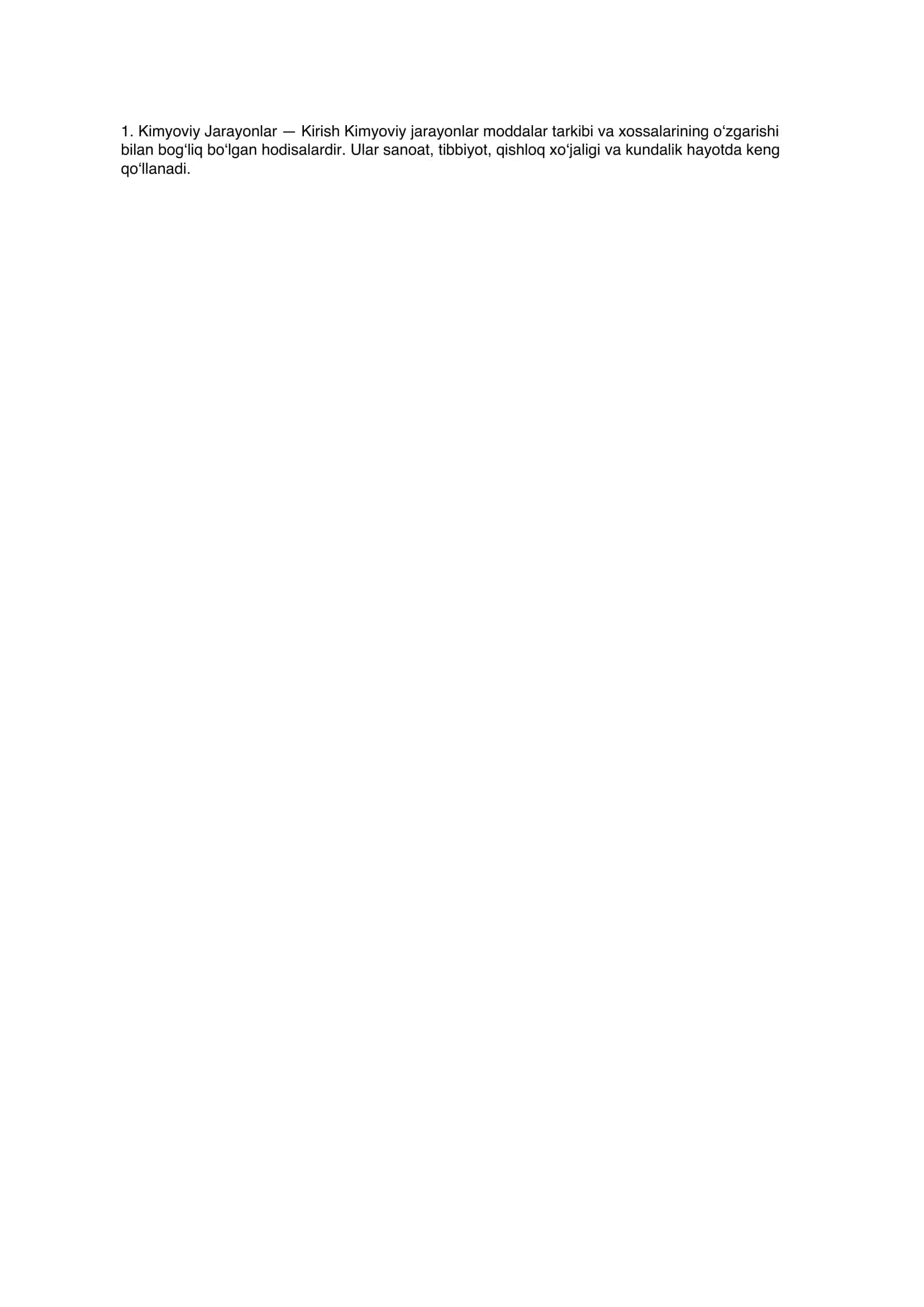 Kimyoviy Jarayonlar 1