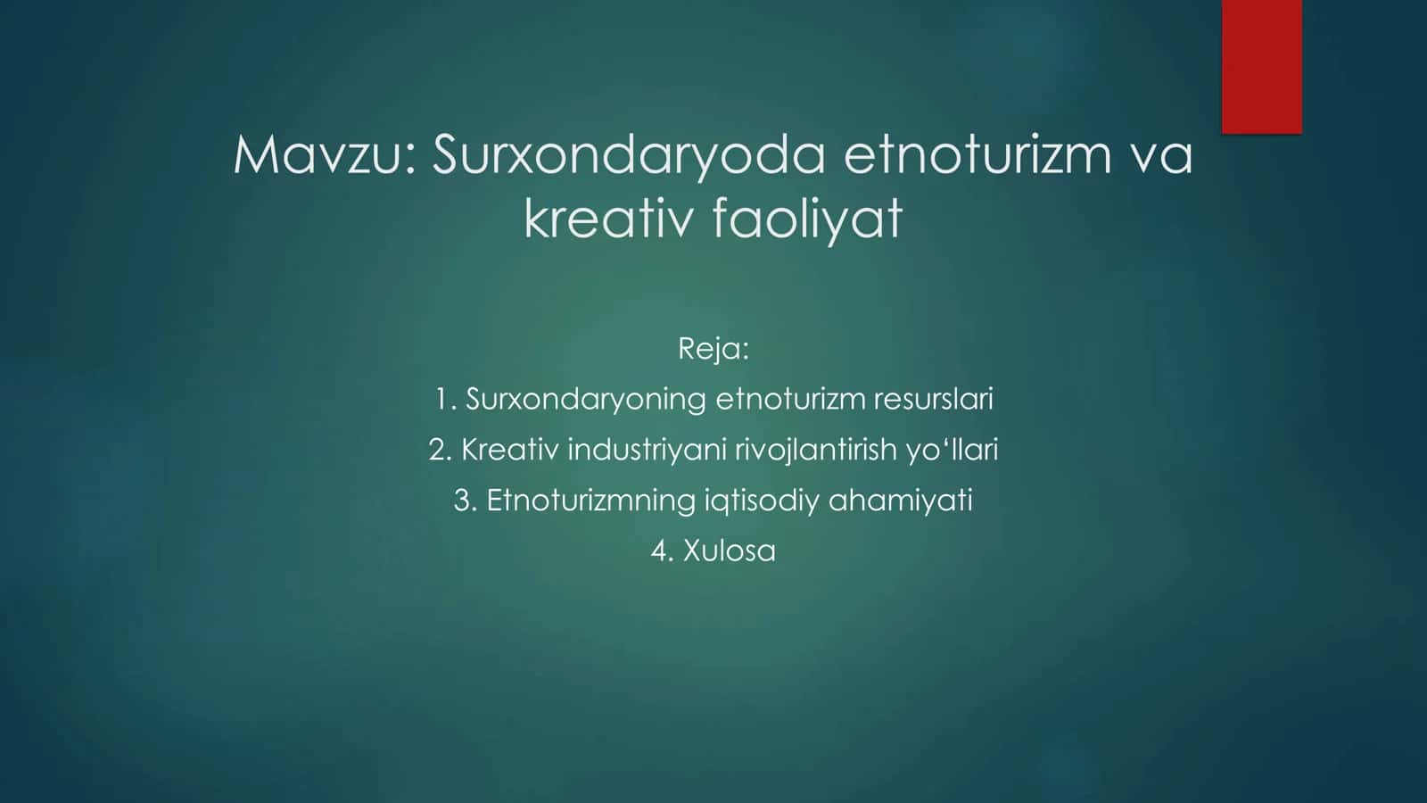 Surxondaryo viloyati etnoturizm va kreativ faoliyat 1