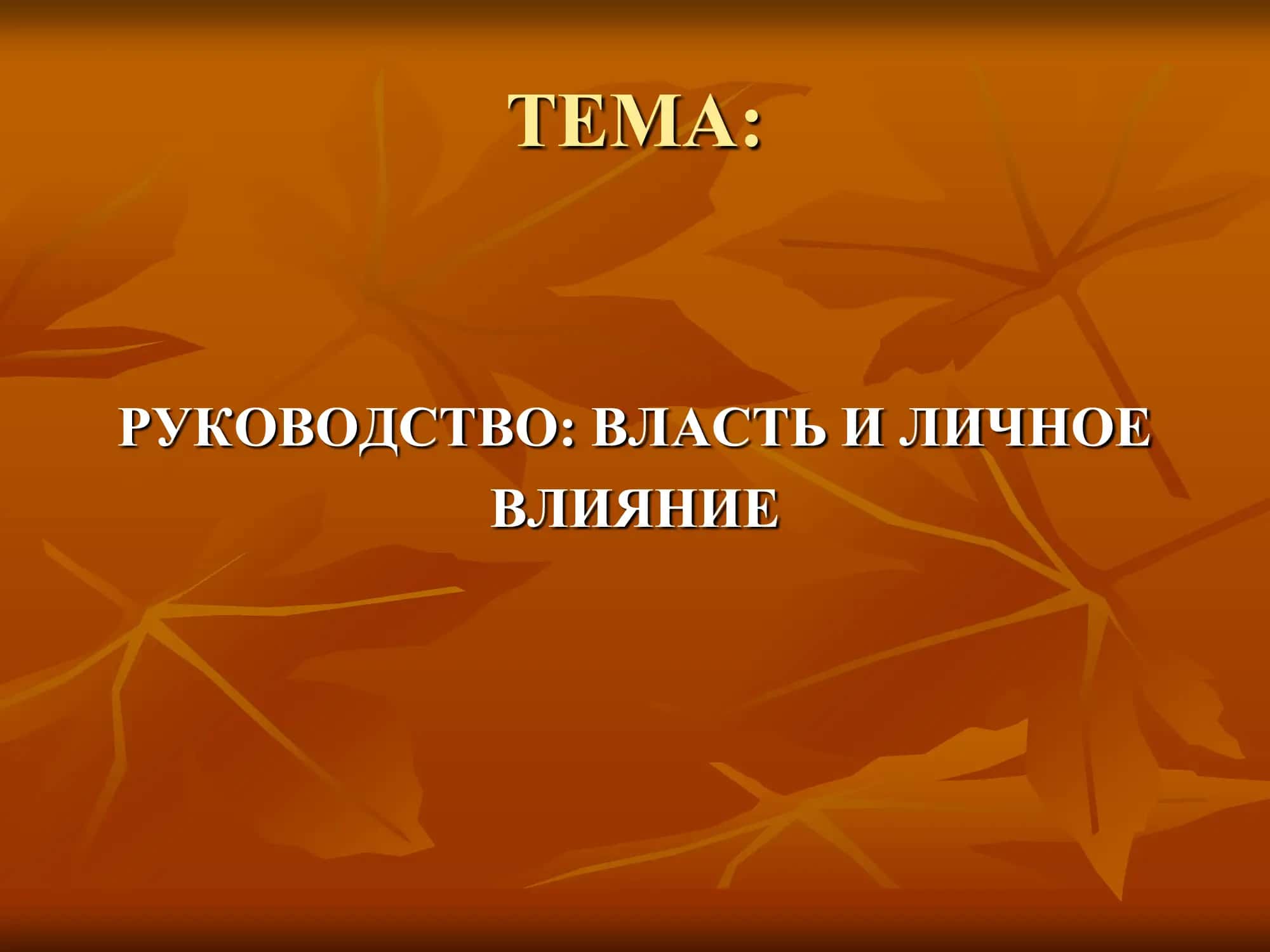 Руководство: Власть и Личное Влияние 1