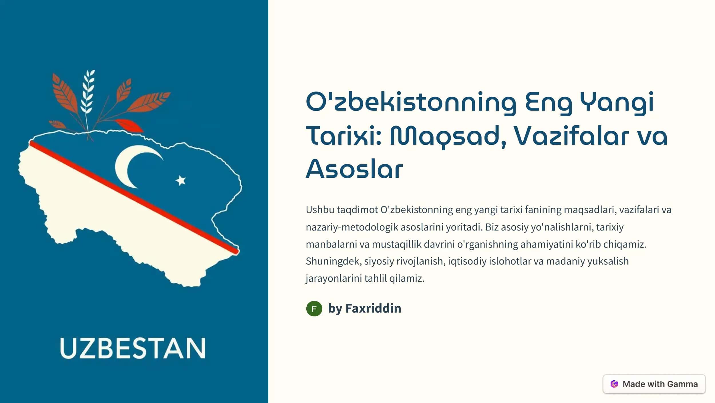 O'zbekistonning Eng Yangi Tarixi 1