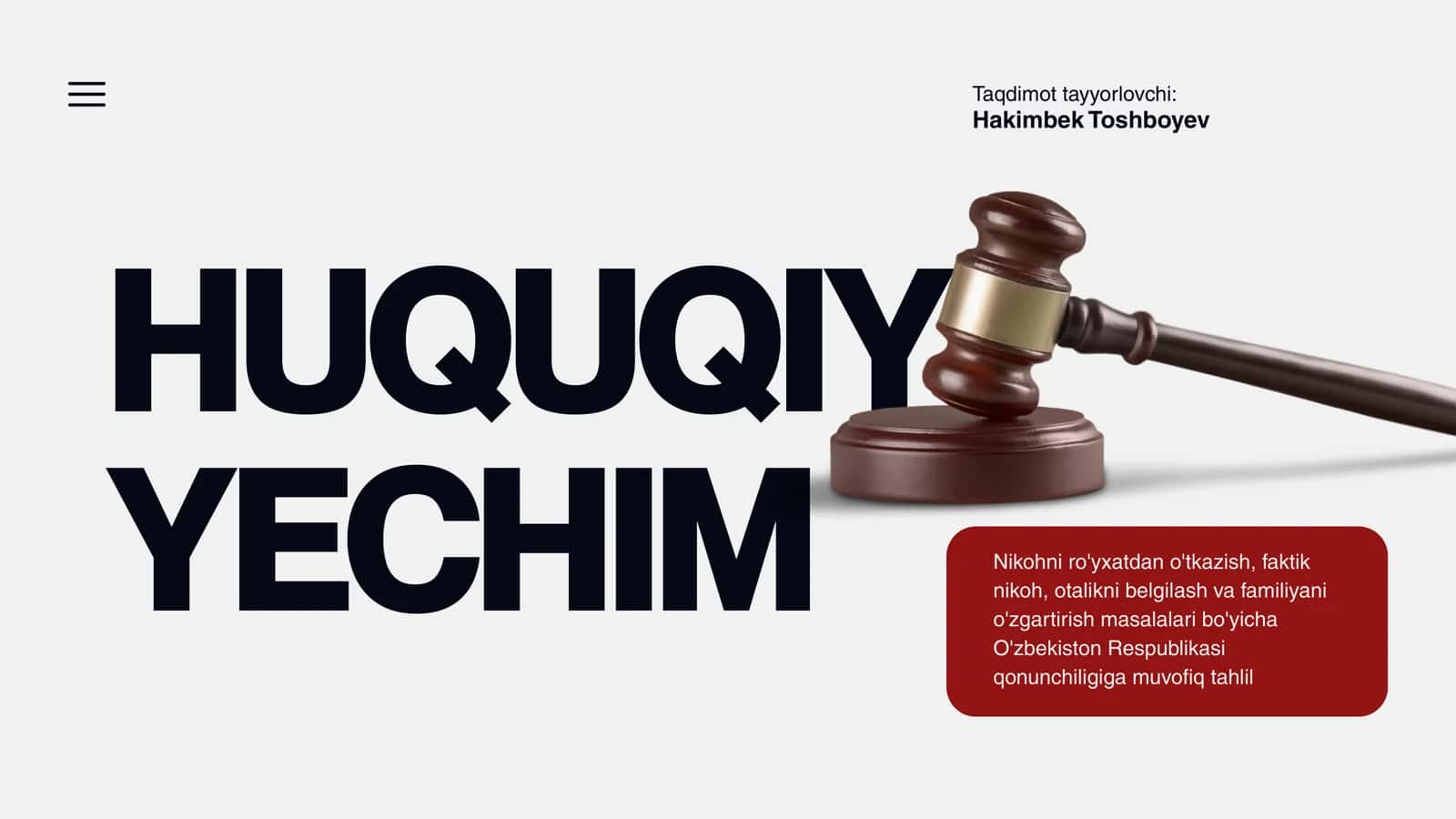 HUQUQIY YECHIM 1