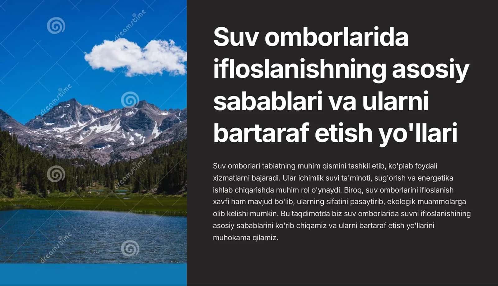 Suv omborlarida ifloslanishning asosiy sabablari va ularni bartaraf etish yo'llari 1