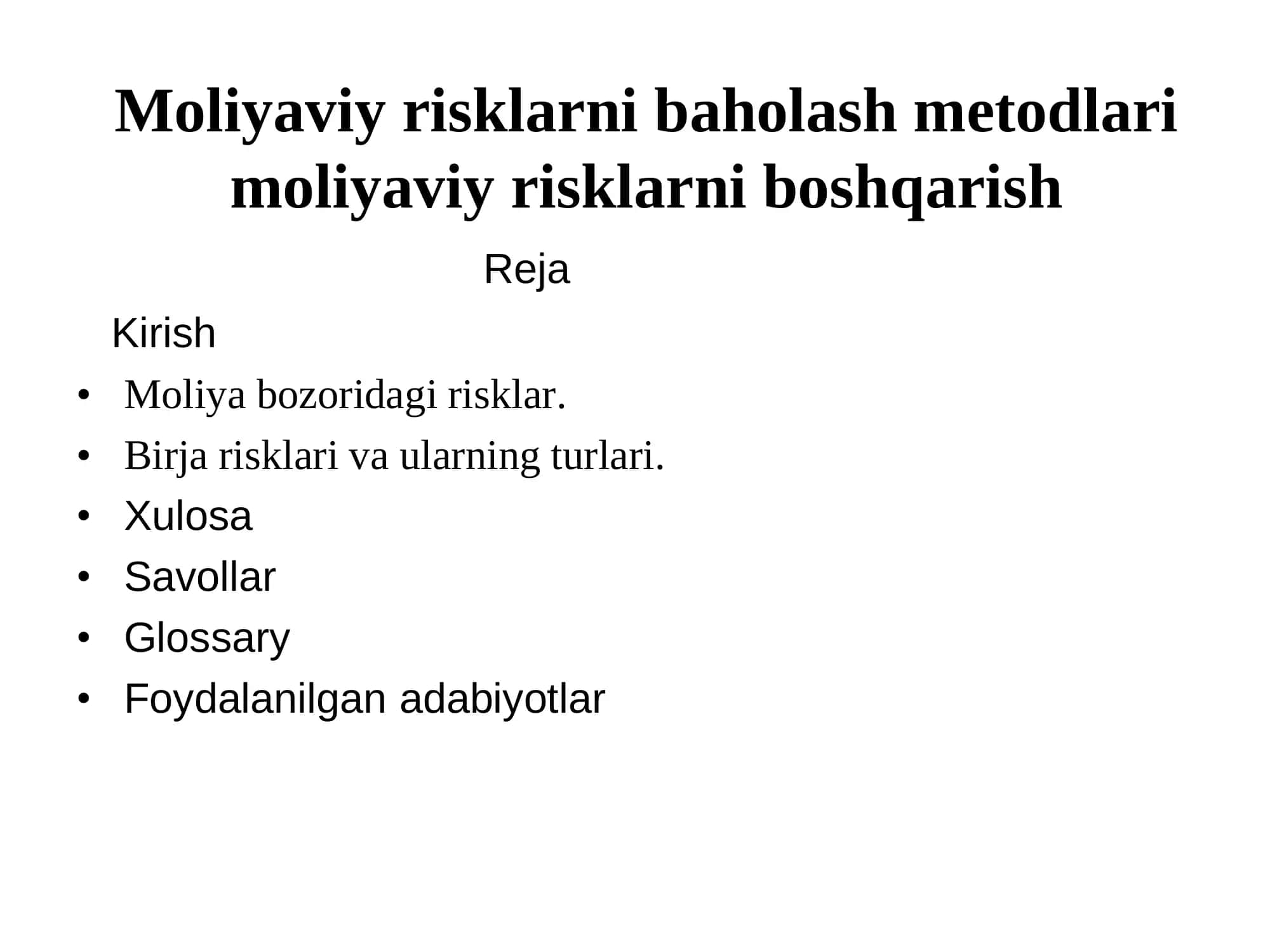 Moliyaviy risklarni baholash metodlari 1