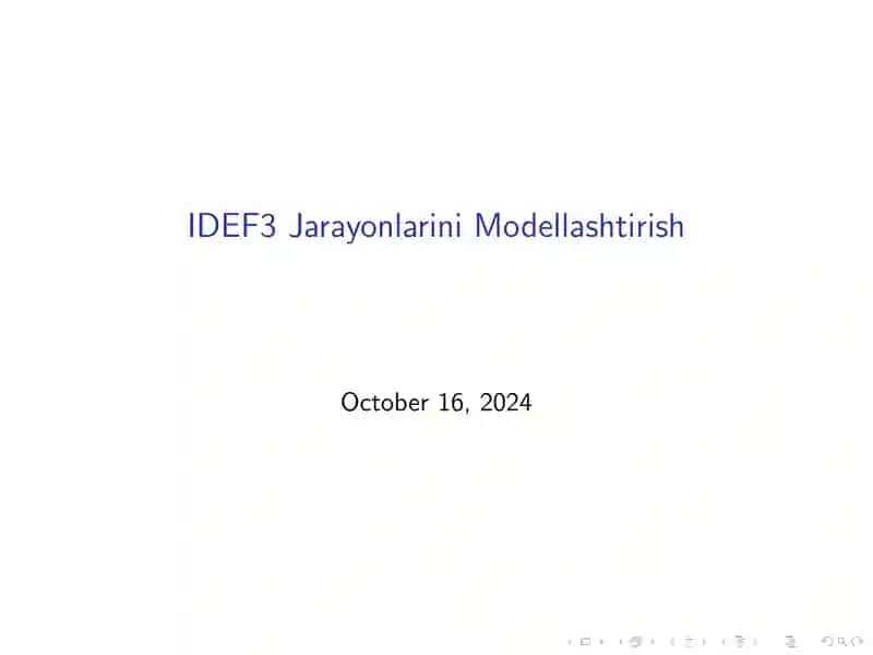 IDEF3 Jarayonlarini Modellashtirish