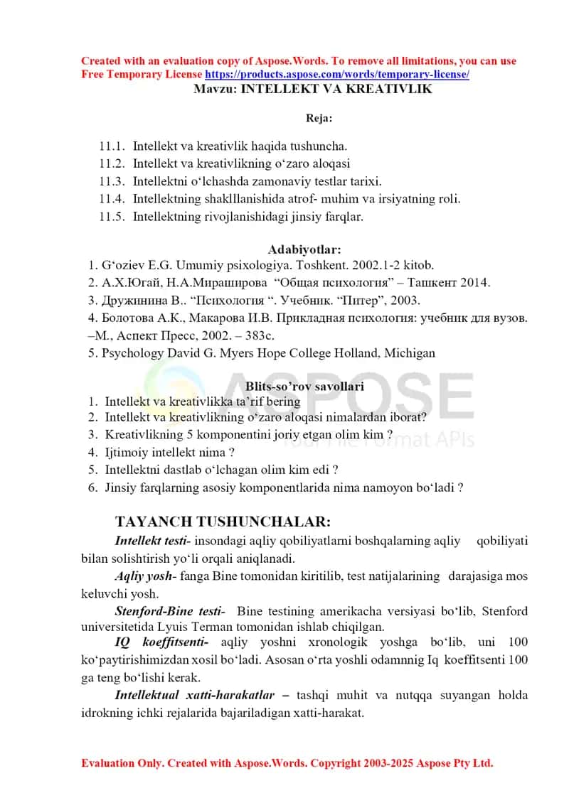 Intellekt va kreativlik haqida tushuncha 1