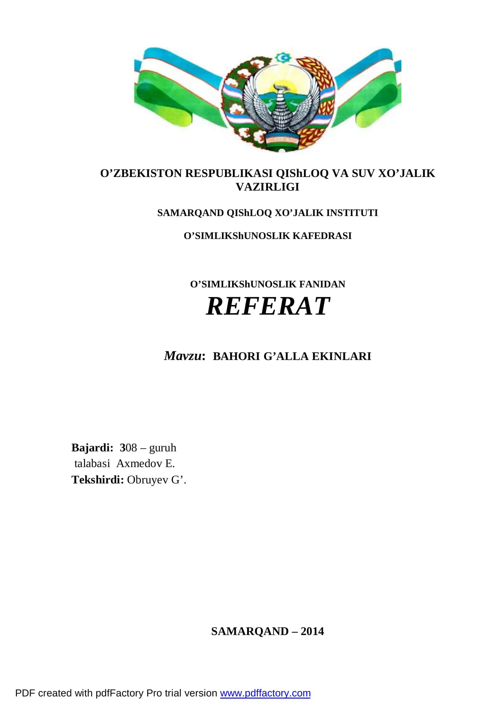 BAHORI G’ALLA EKINLARI 1