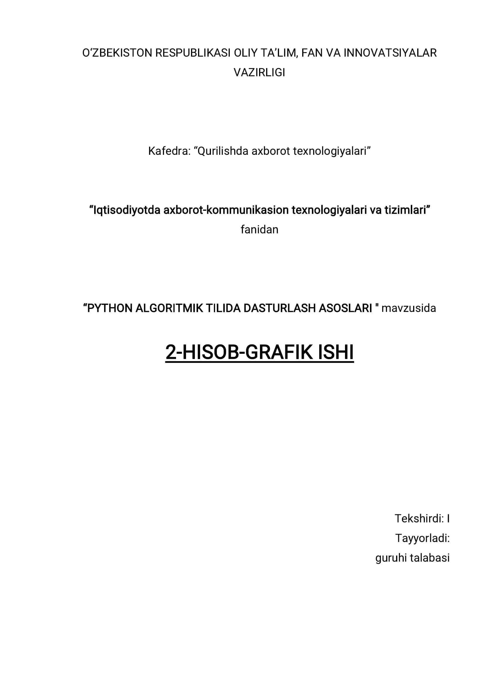 "PYTHON ALGORITMIK TILIDA DASTURLASH ASOSLARI" 1