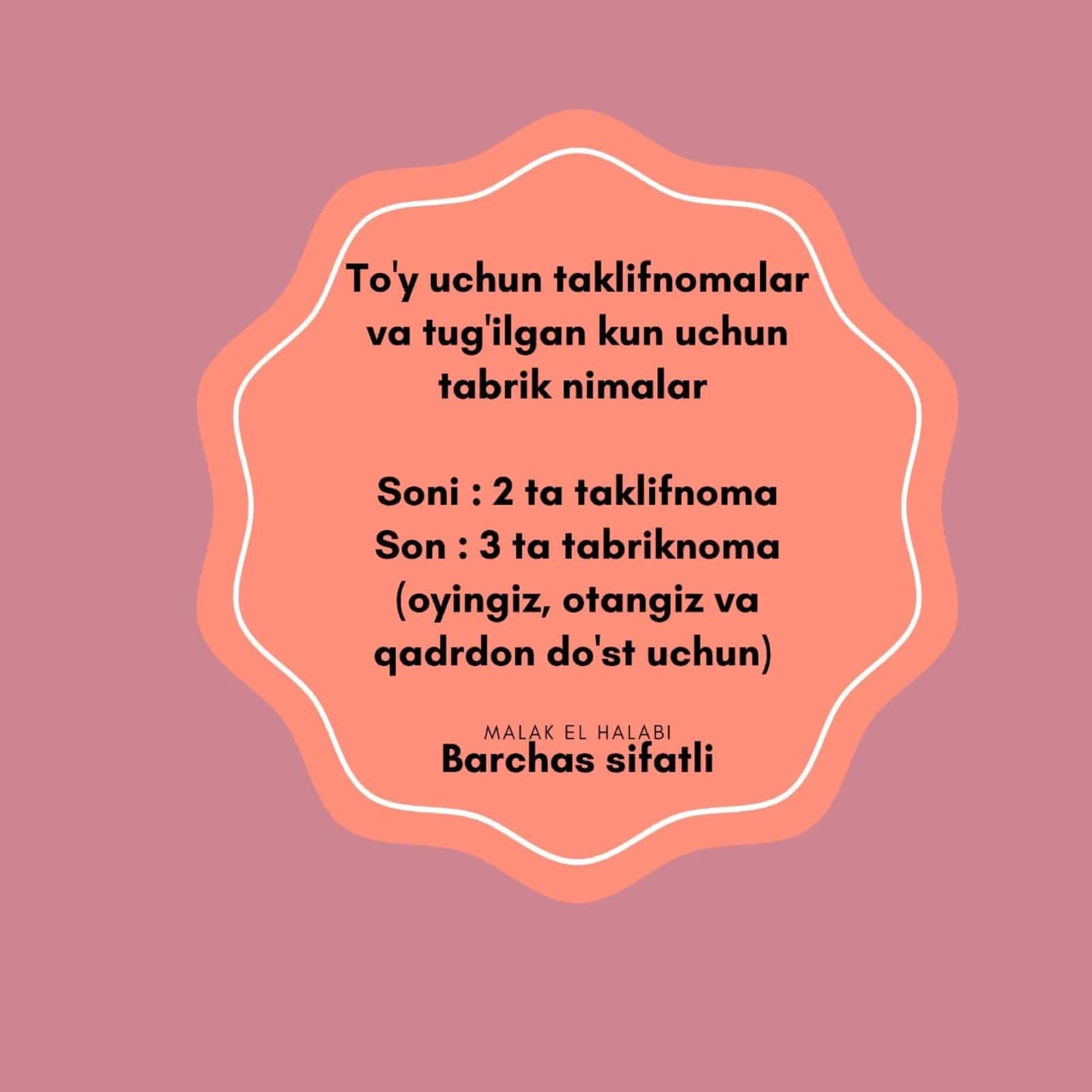 To'y uchun taklifnomalar va tug'ilgan kun uchun tabriknomalar 1