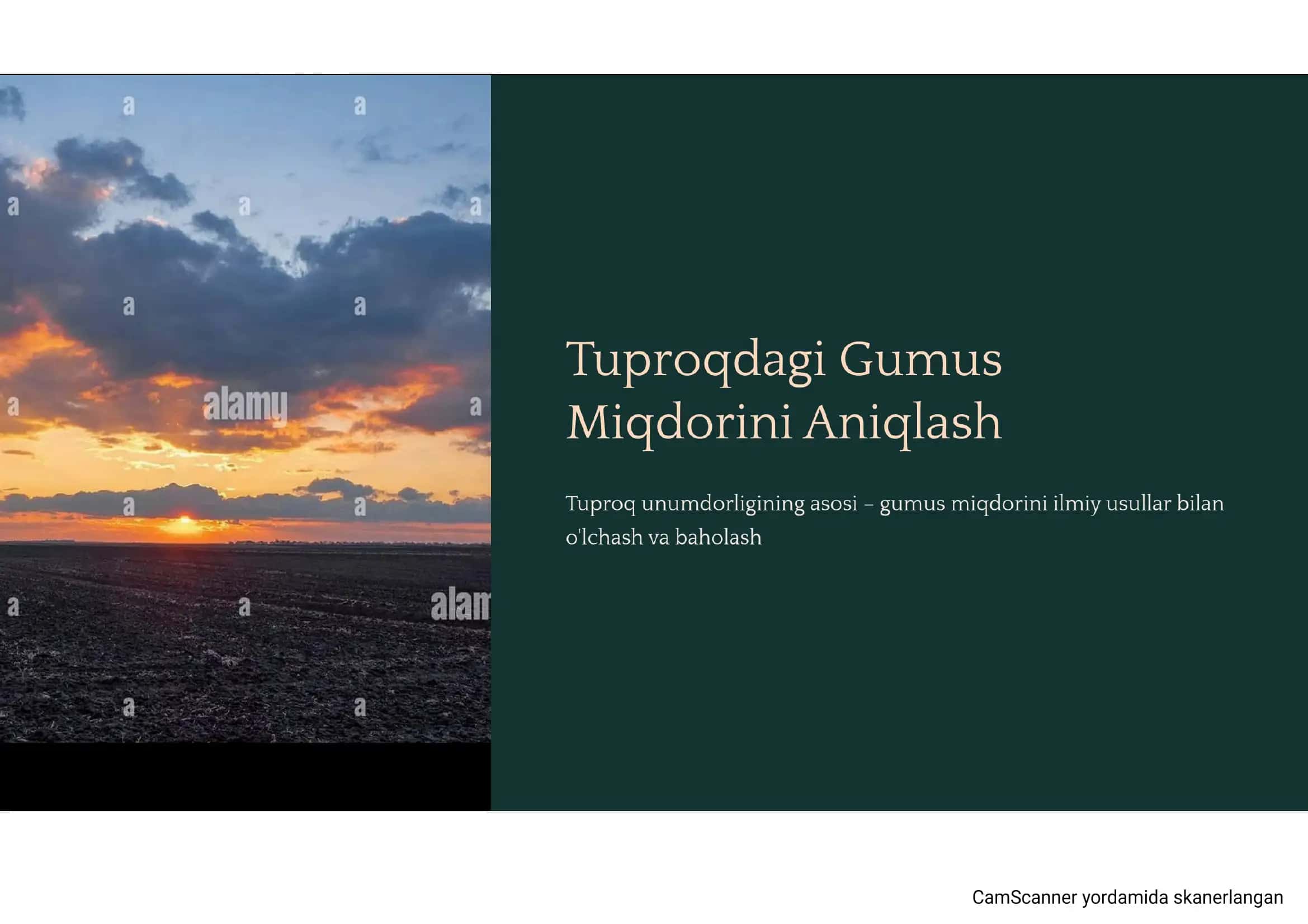 Tuproqdagi gumus miqdorini aniqlash 1