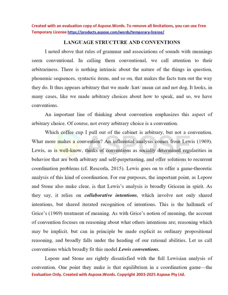 Language Structure and Conventions 1