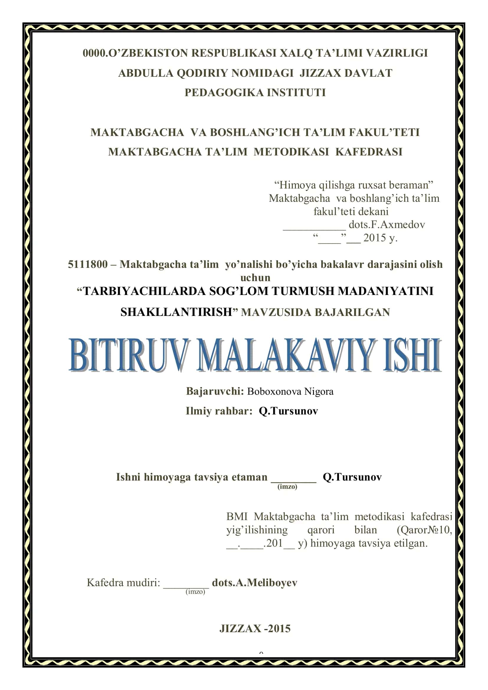 TARBIYACHILARDA SOG’LOM TURMUSH MADANIYATINI SHAKLLANTIRISH 1