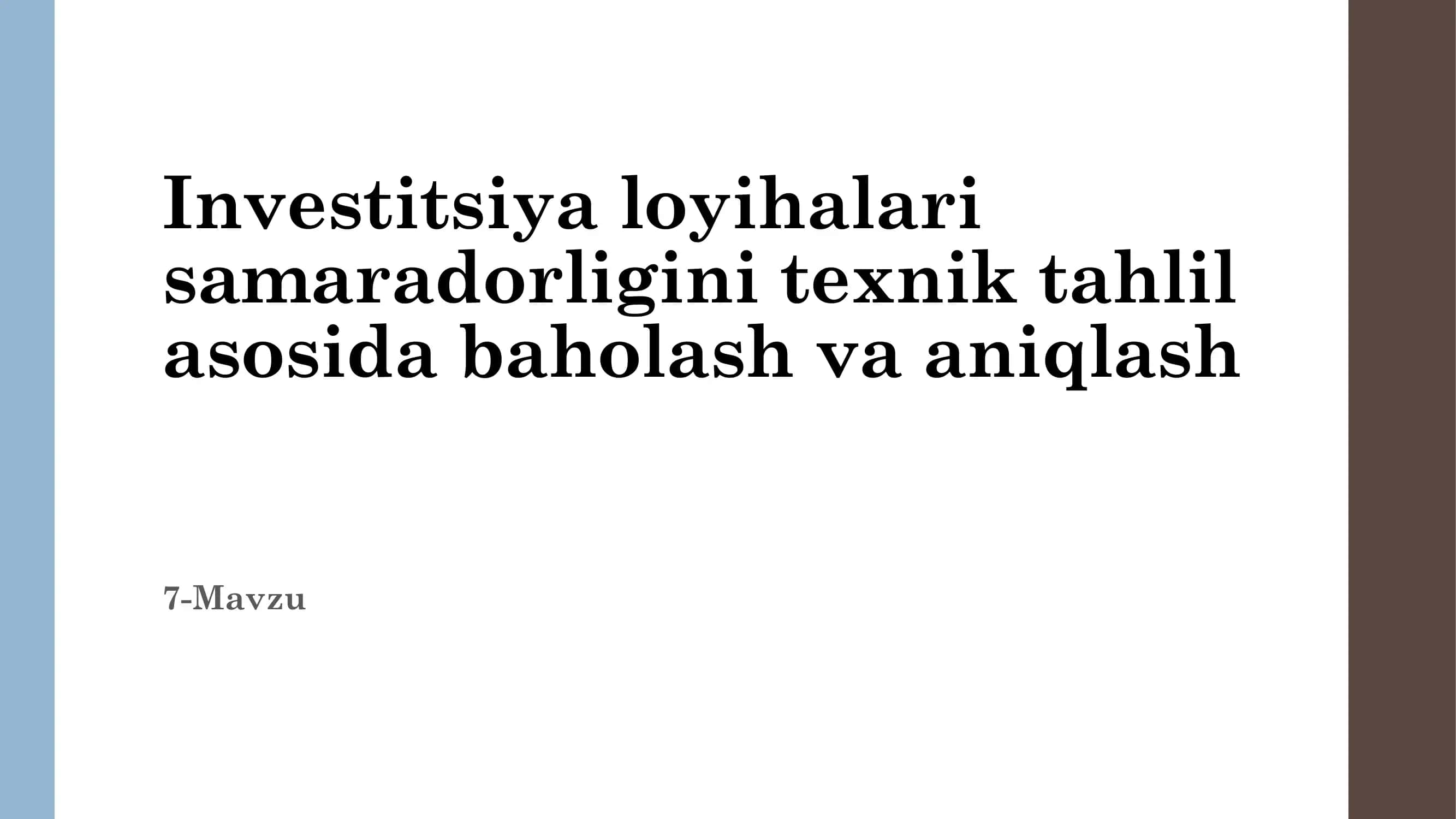 Investitsiya loyihalari 1