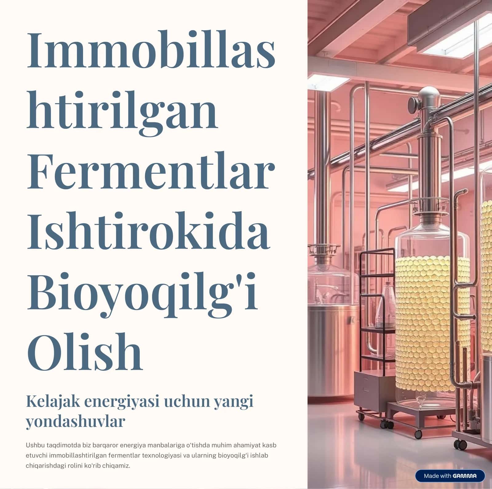 immobillashgan fermentlar ishtirokida bioyoqilg'i olish 1
