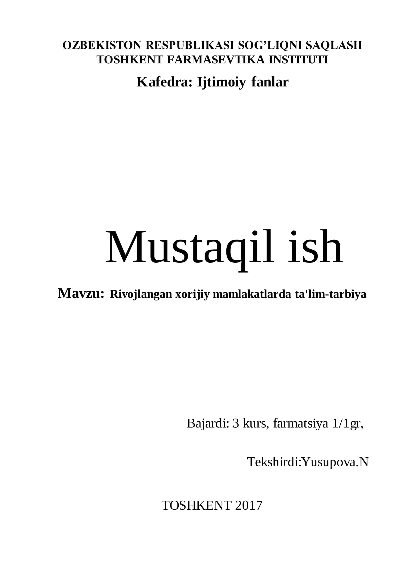 Rivojlangan xorijiy mamlakatlarda ta'lim-tarbiya 1