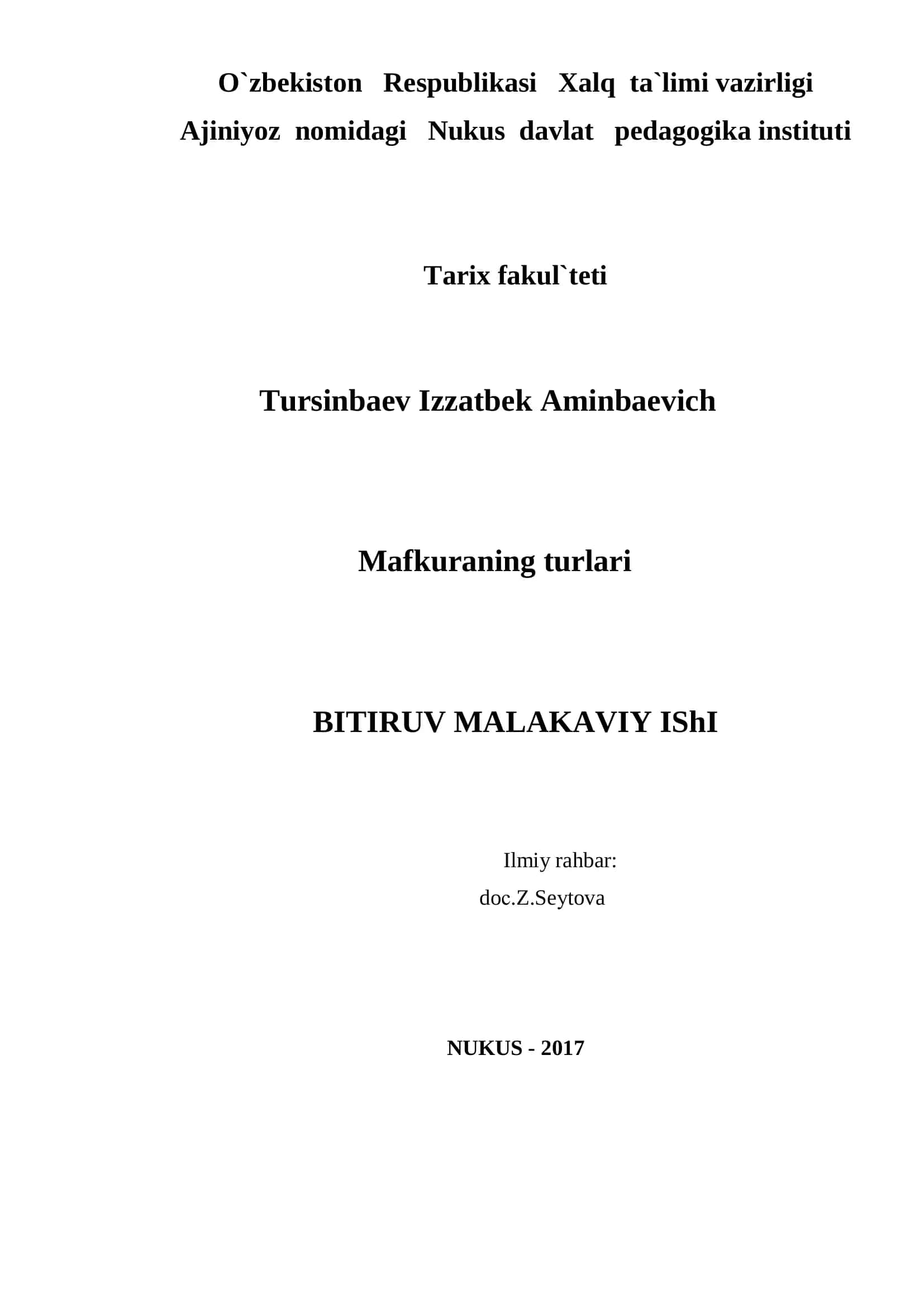 Mafkuraning turlari 1