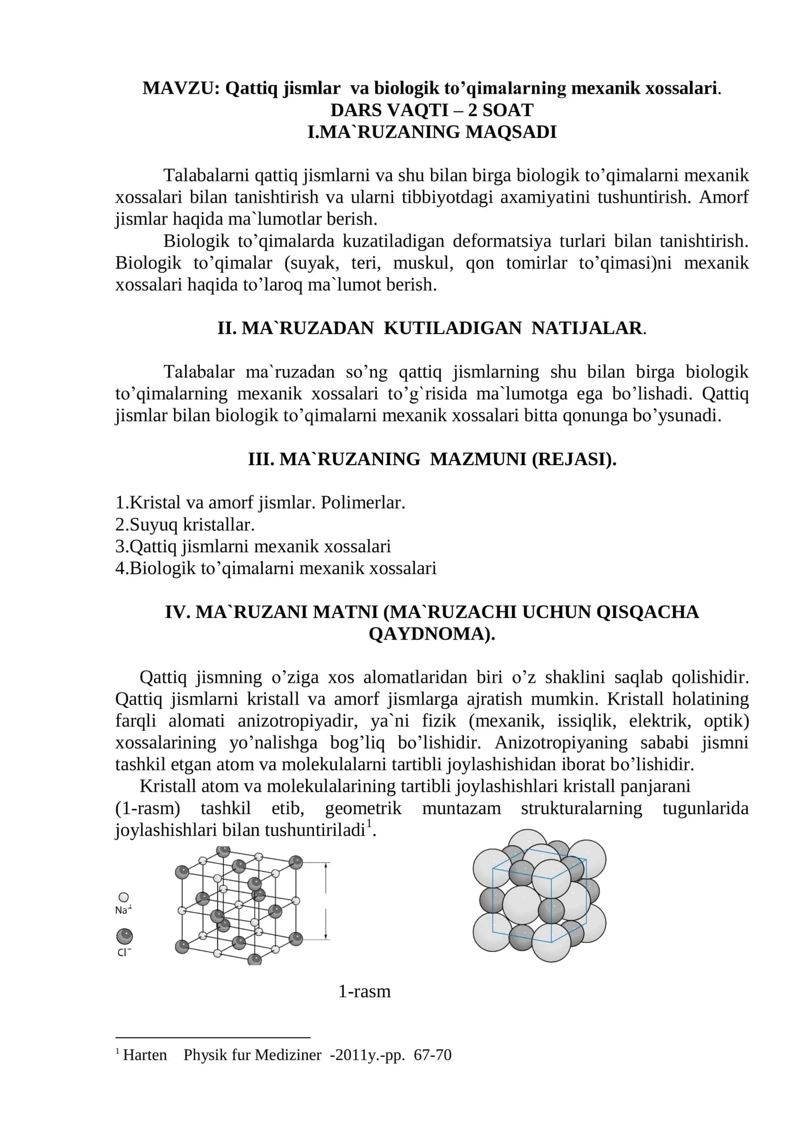 Qattiq jismlar va biologik to’qimalarning mexanik xossalari 1